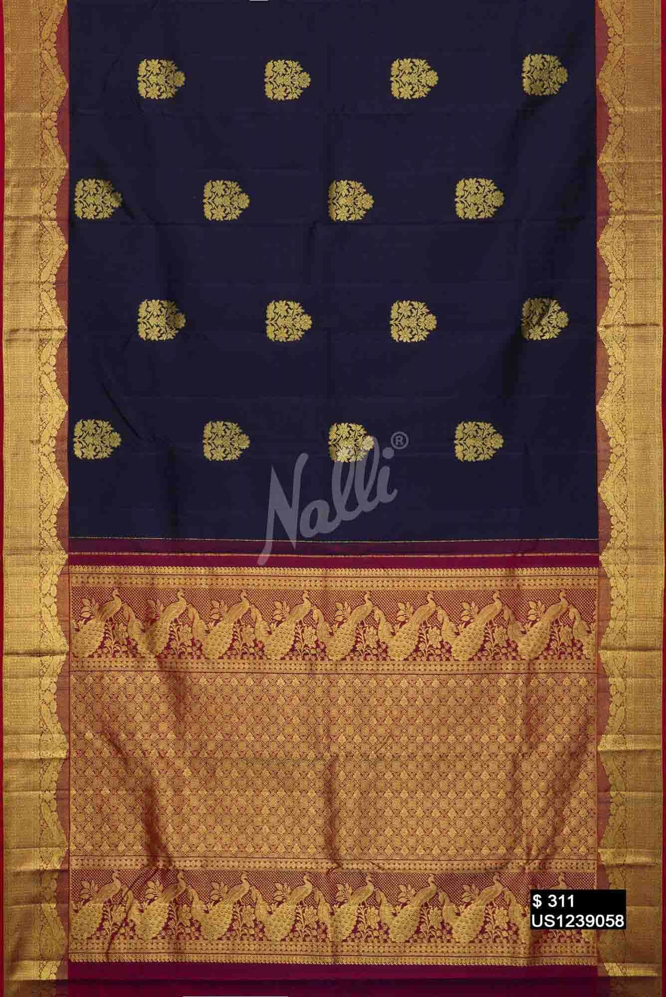 Navy Blue Kanchipuram Silk Saree