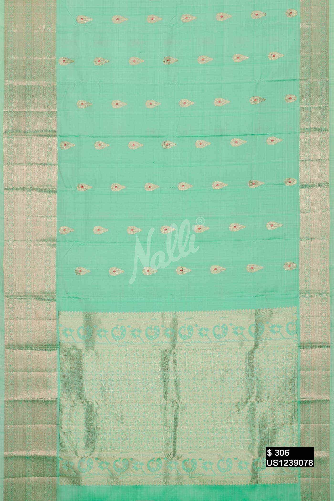 Sea Green Kanchipuram Silk Saree