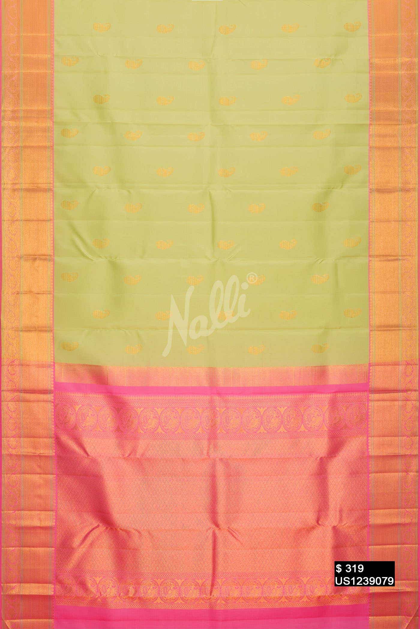 Pista Green Kanchipuram Silk Saree