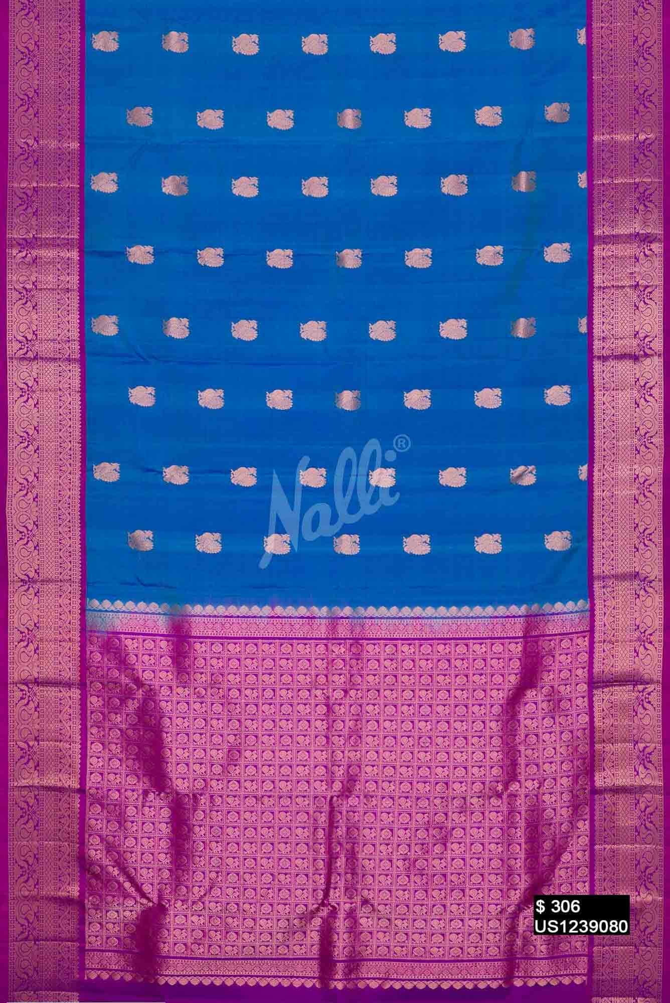 Peacock Blue Kanchipuram Silk Saree