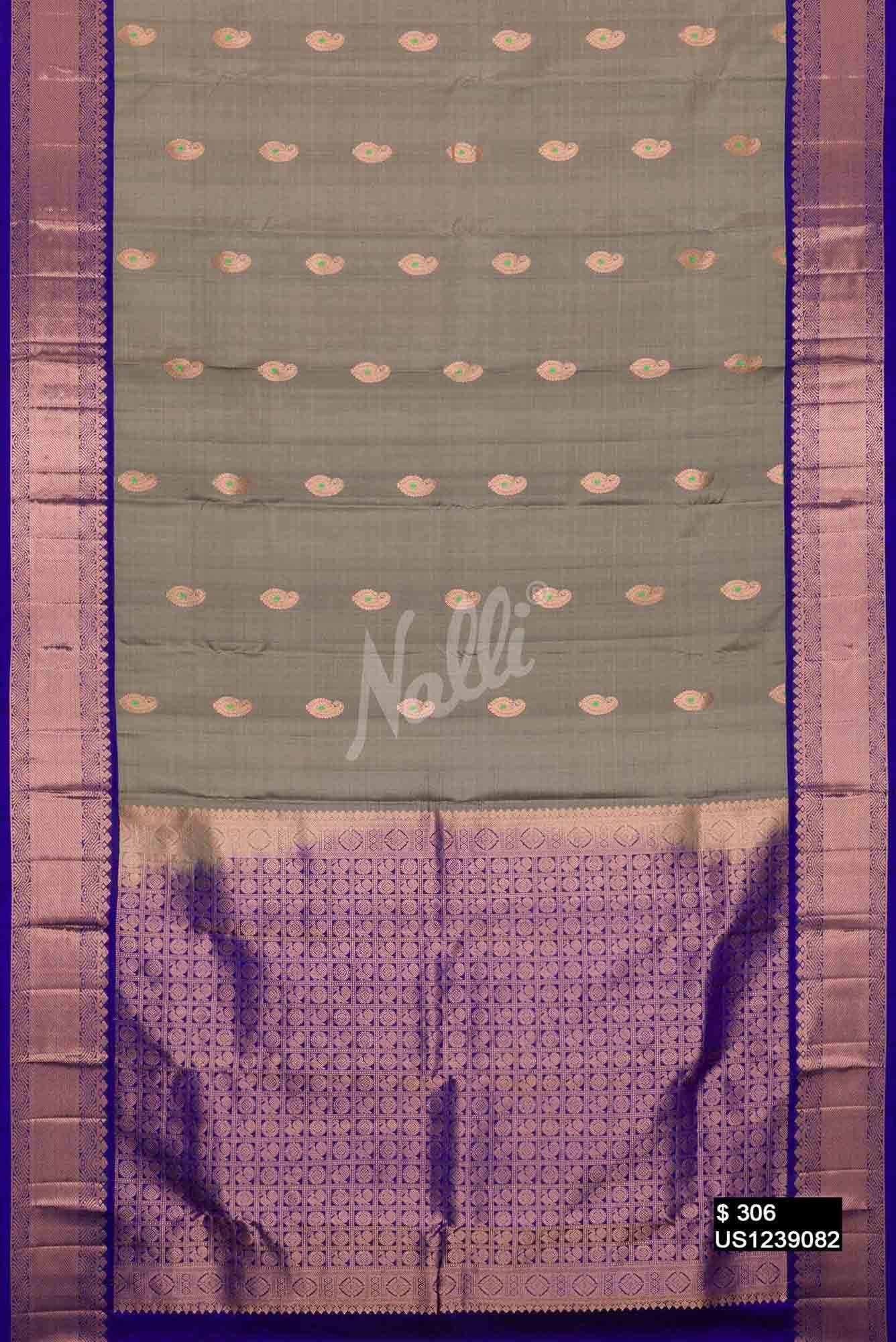 Grey Kanchipuram Silk Saree