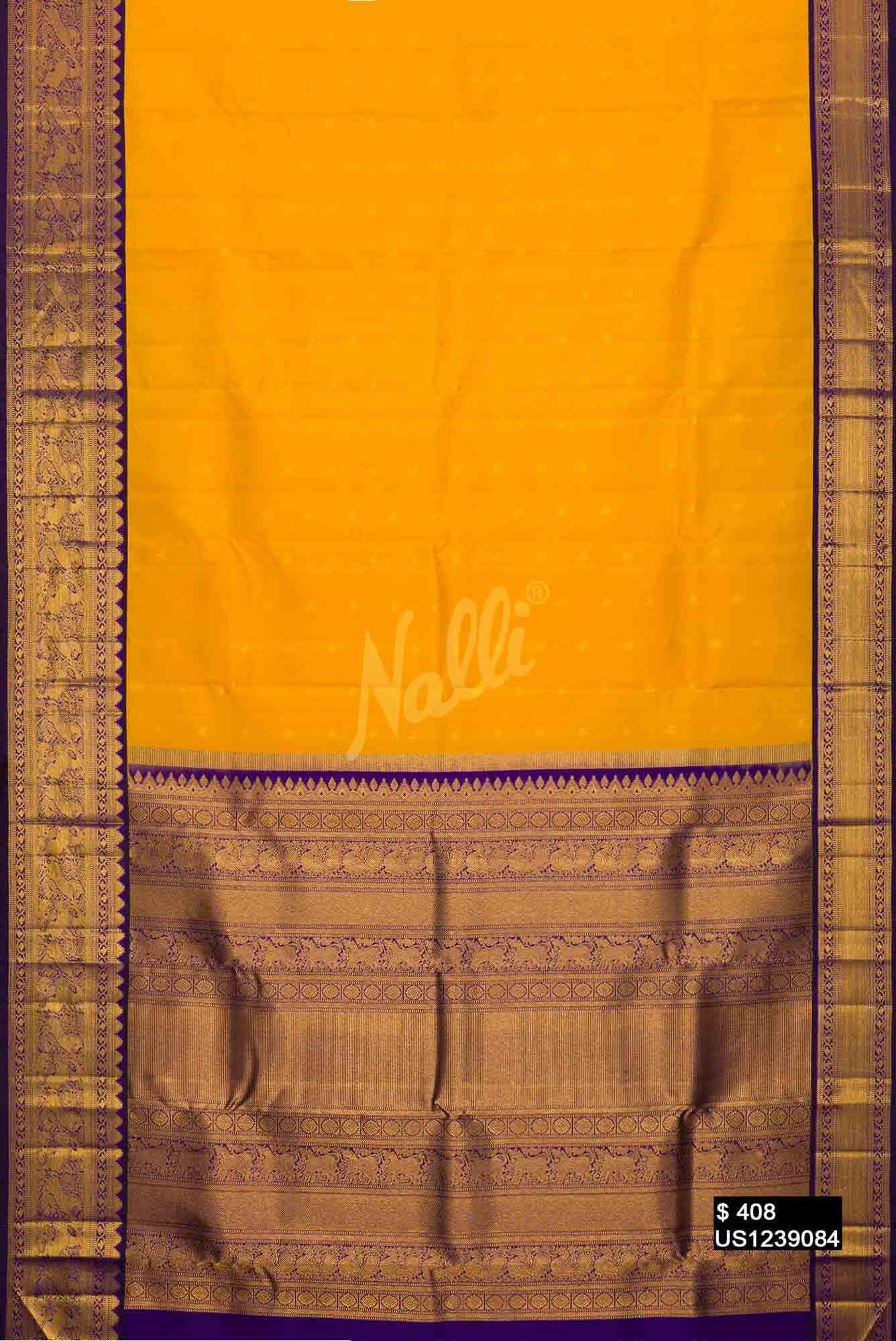Yellow Kanchipuram Silk Saree