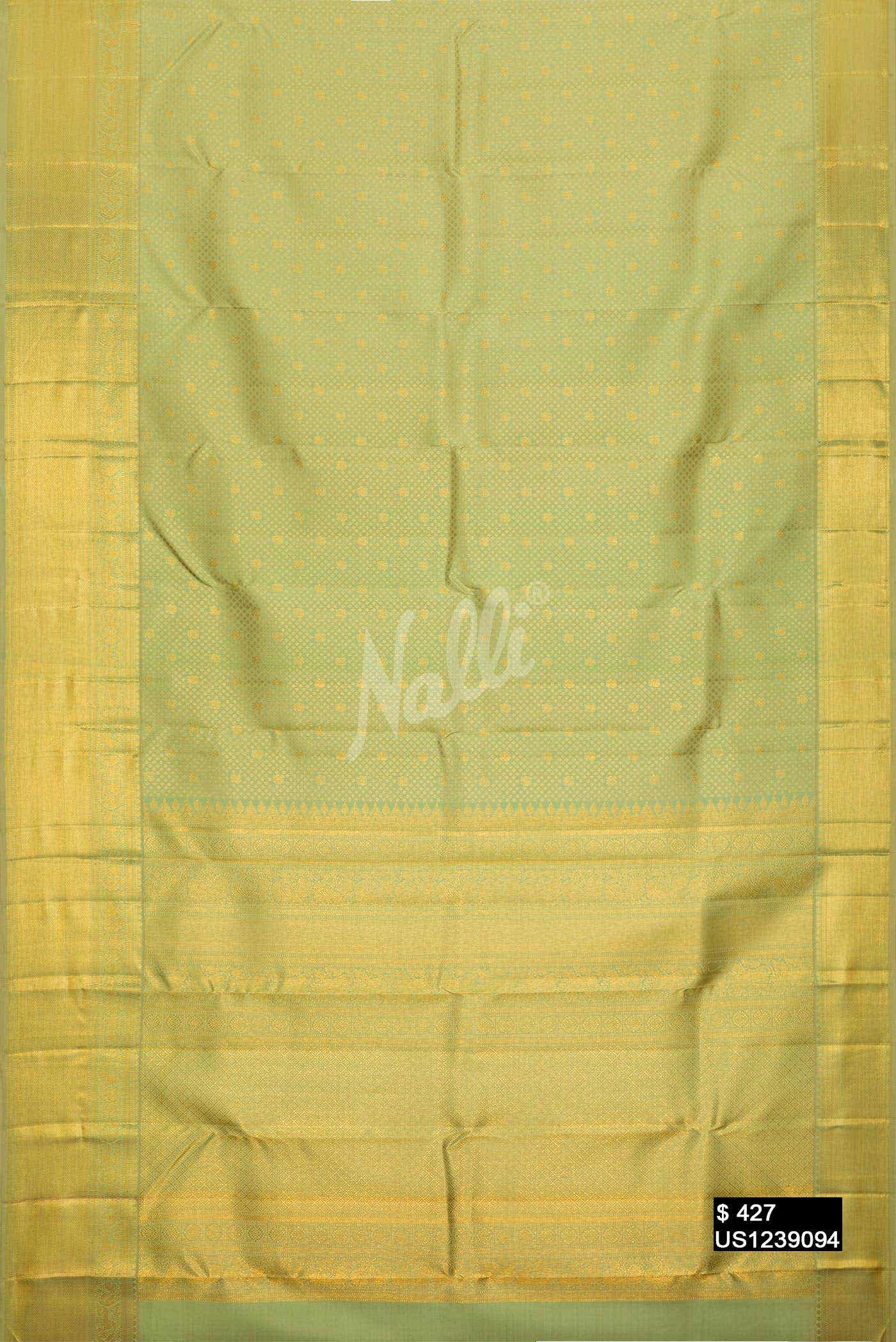 Pista Green Kanchipuram Silk Saree