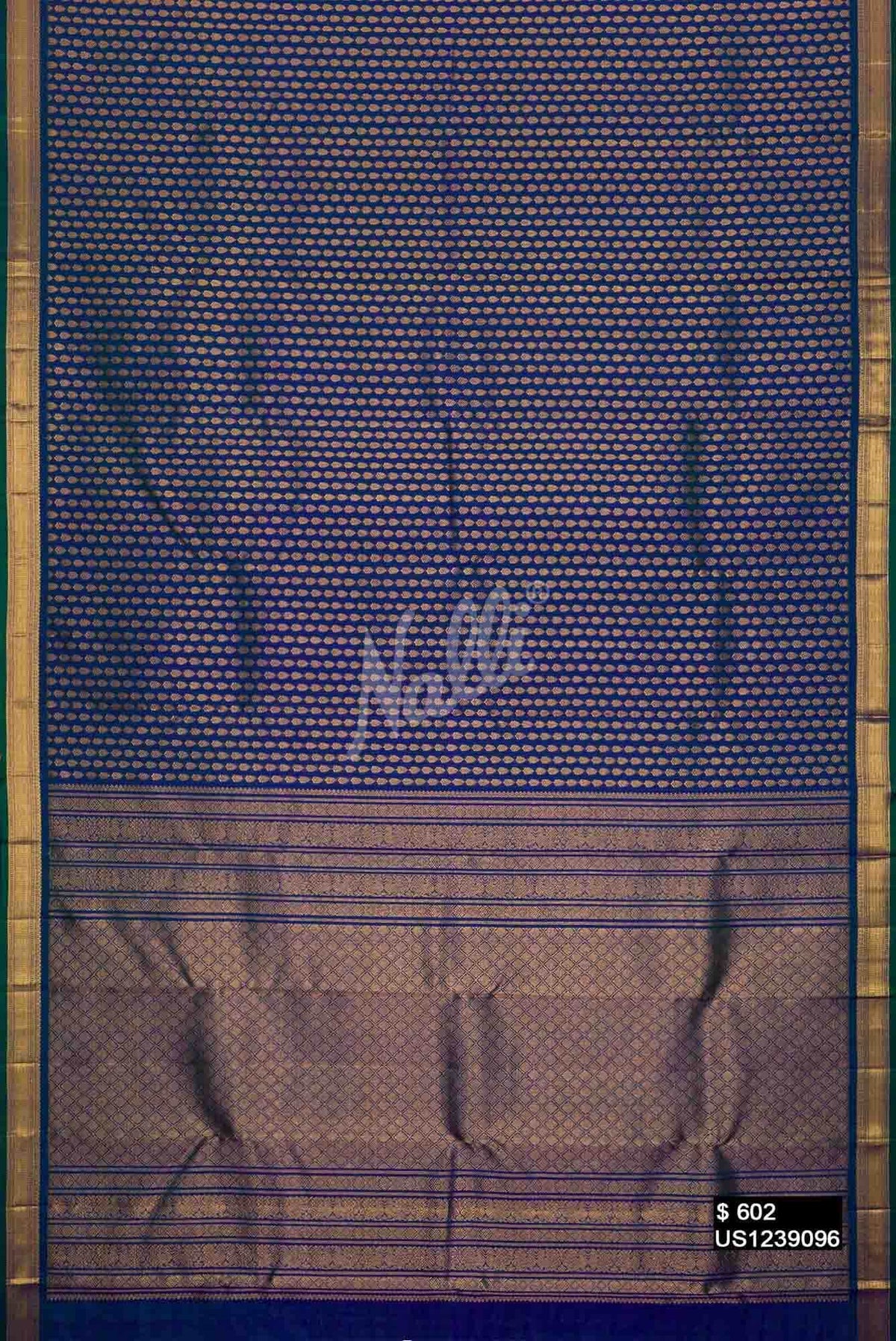 Peacock Blue Kanchipuram Silk Saree