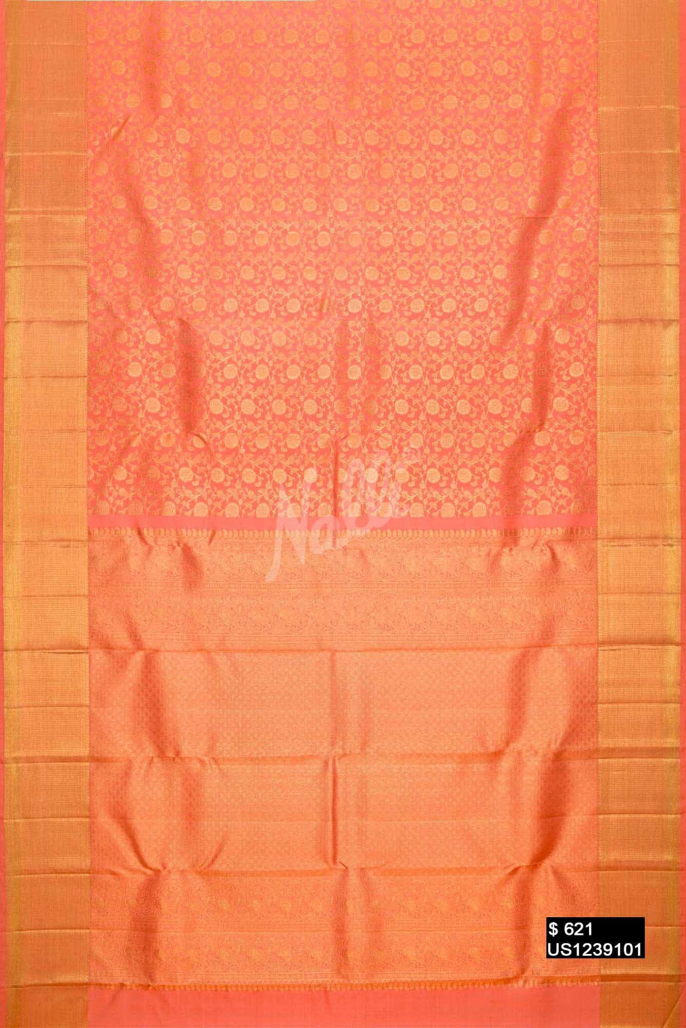 Peach Kanchipuram Silk Saree