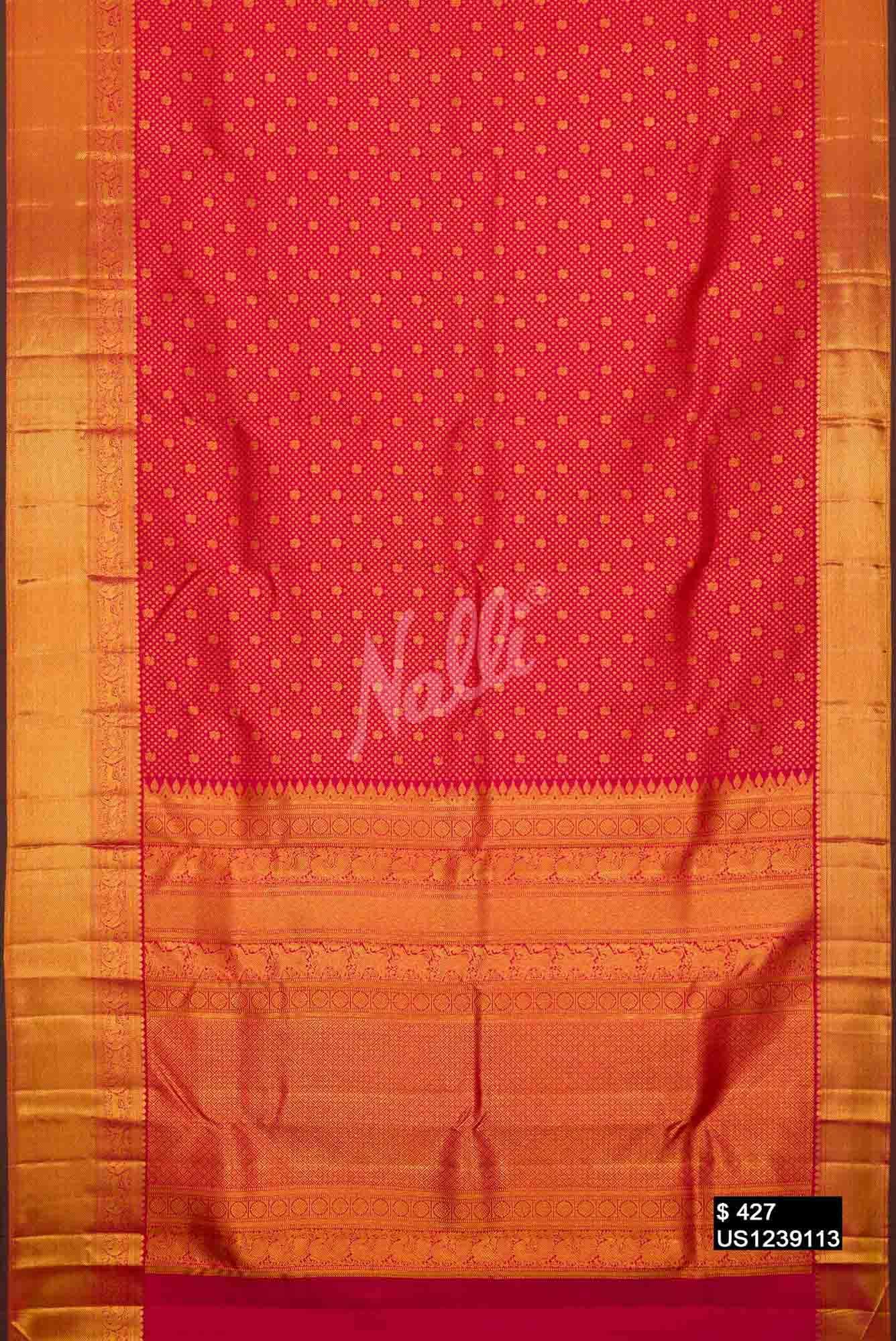 Dark Pink Kanchipuram Silk Saree