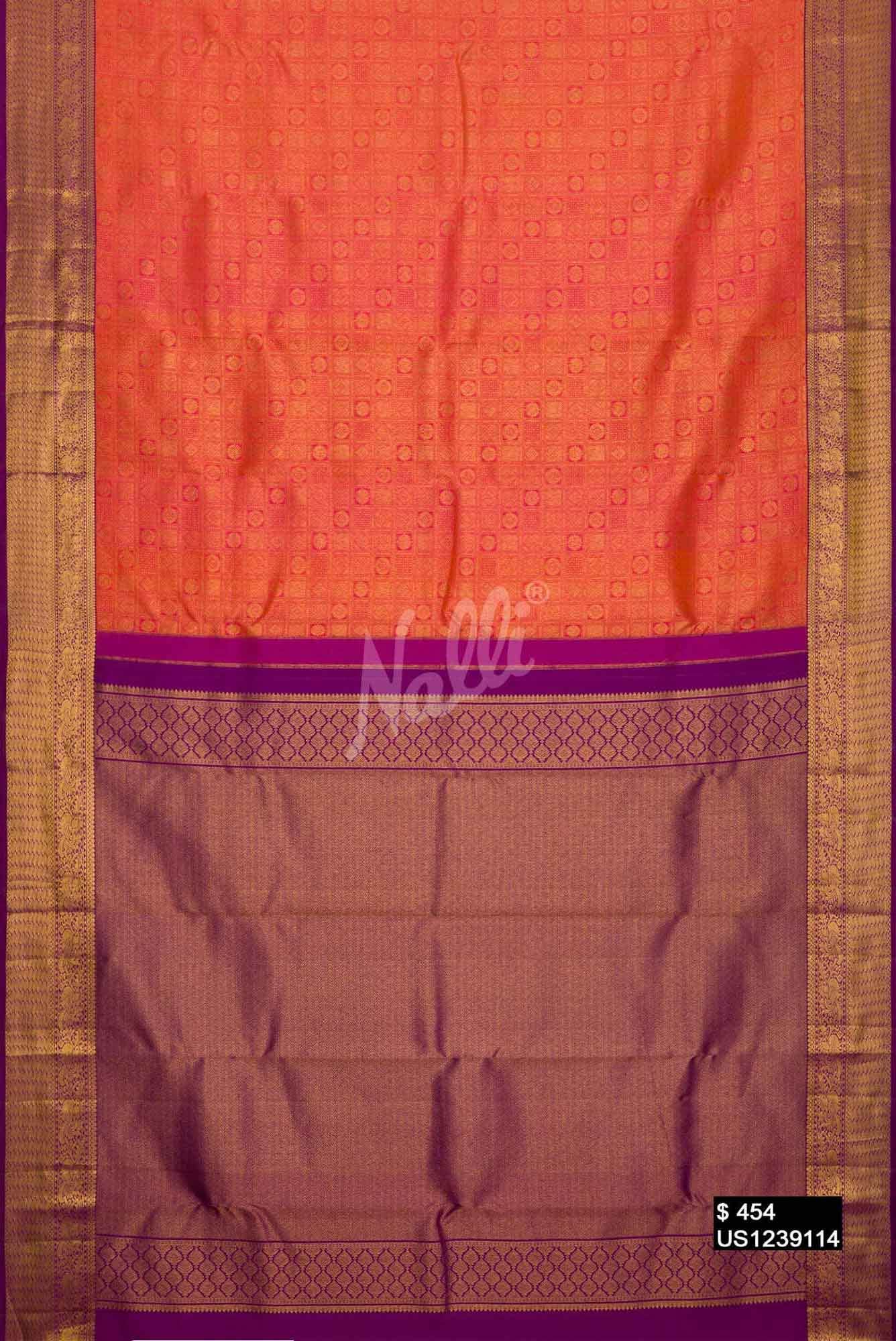 Orange Kanchipuram Silk Saree