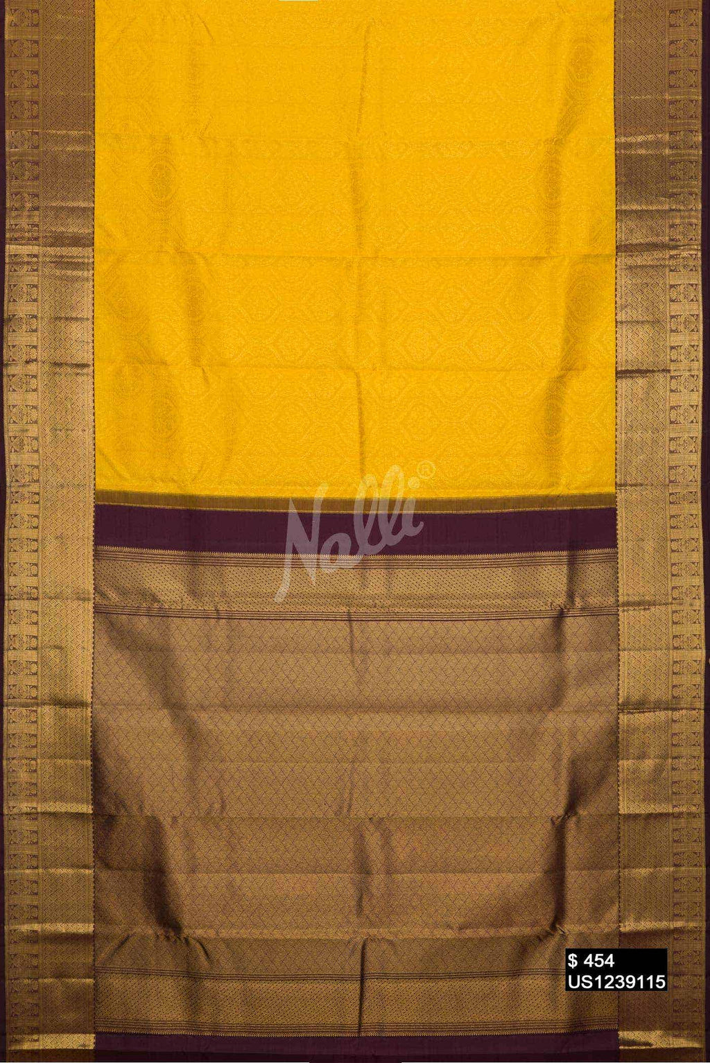 Yellow Kanchipuram Silk Saree