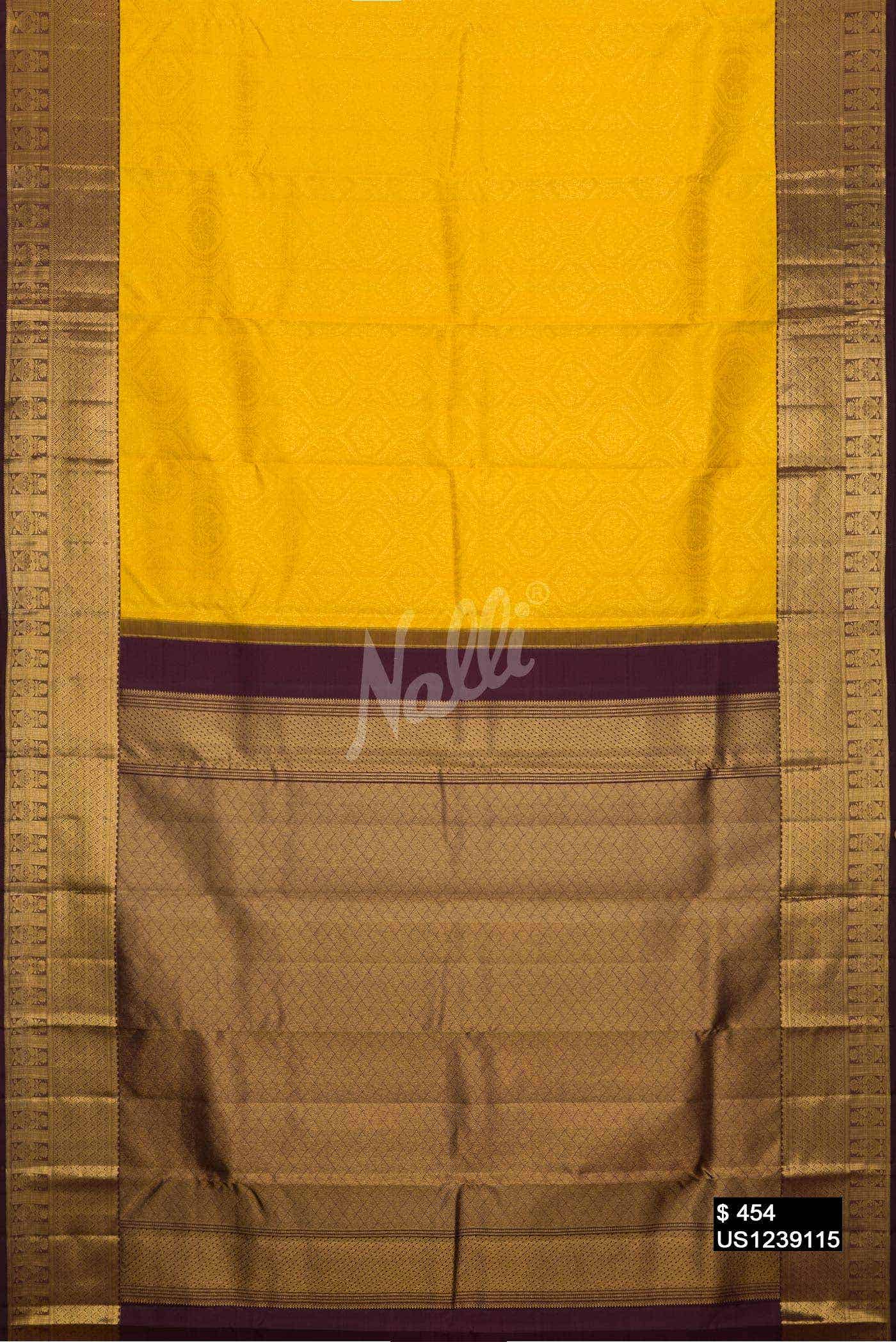 Yellow Kanchipuram Silk Saree