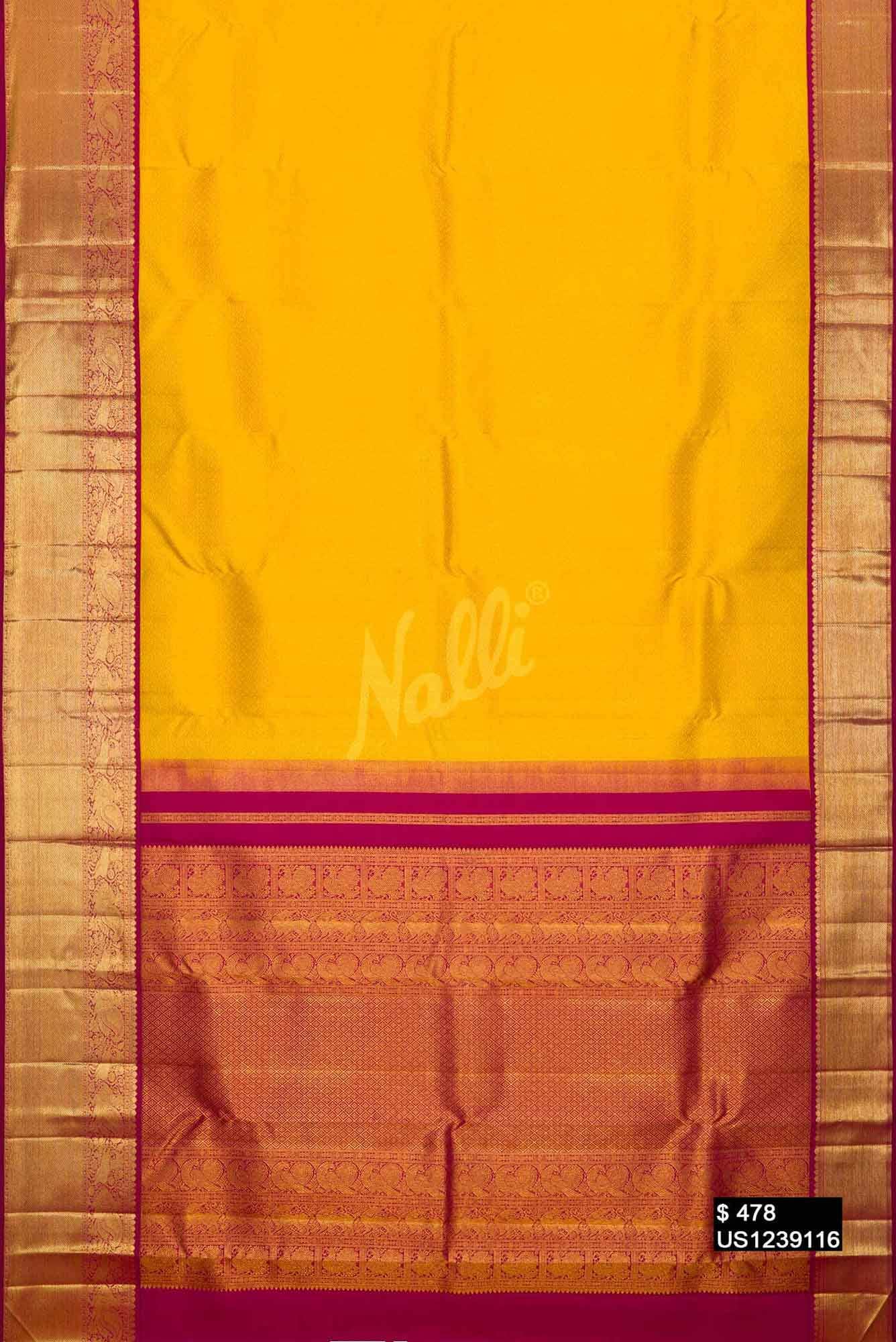 Yellow Kanchipuram Silk Saree