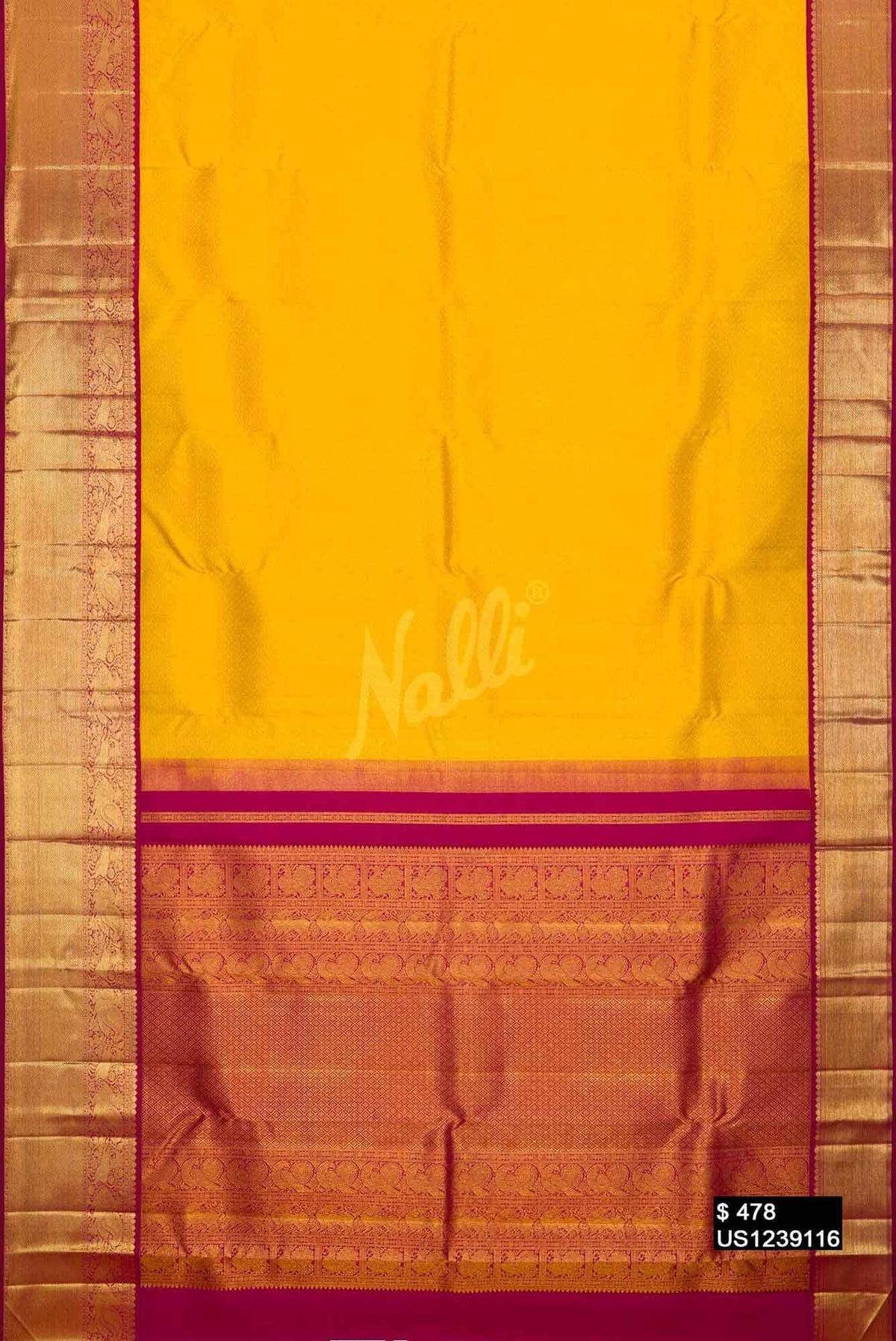 Yellow Kanchipuram Silk Saree