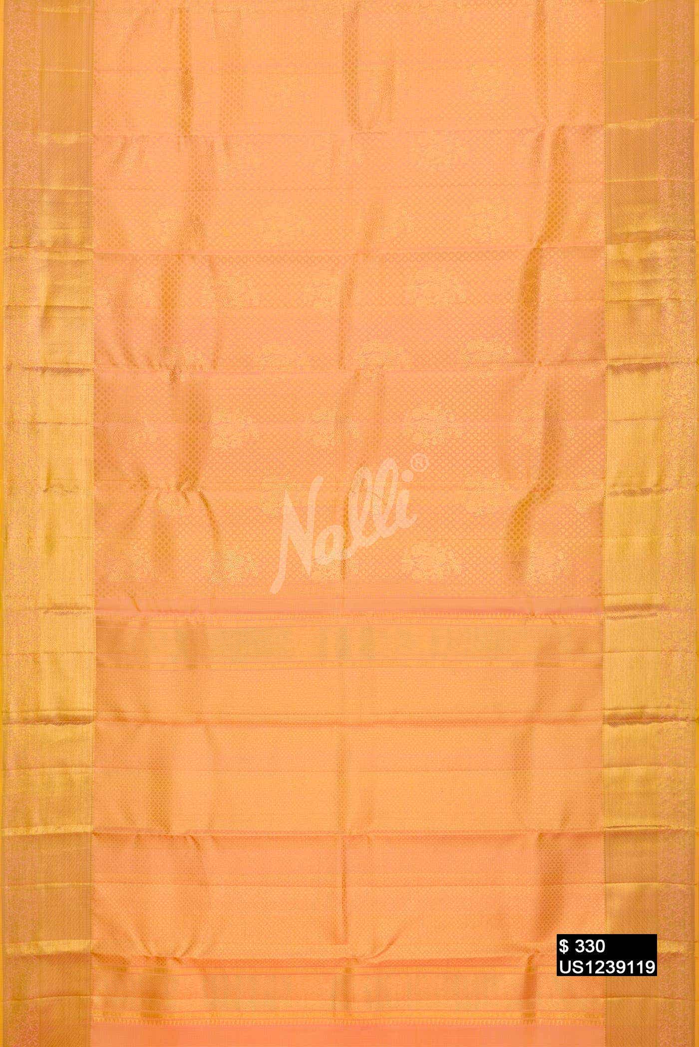 Golden Peach Kanchipuram Silk Saree