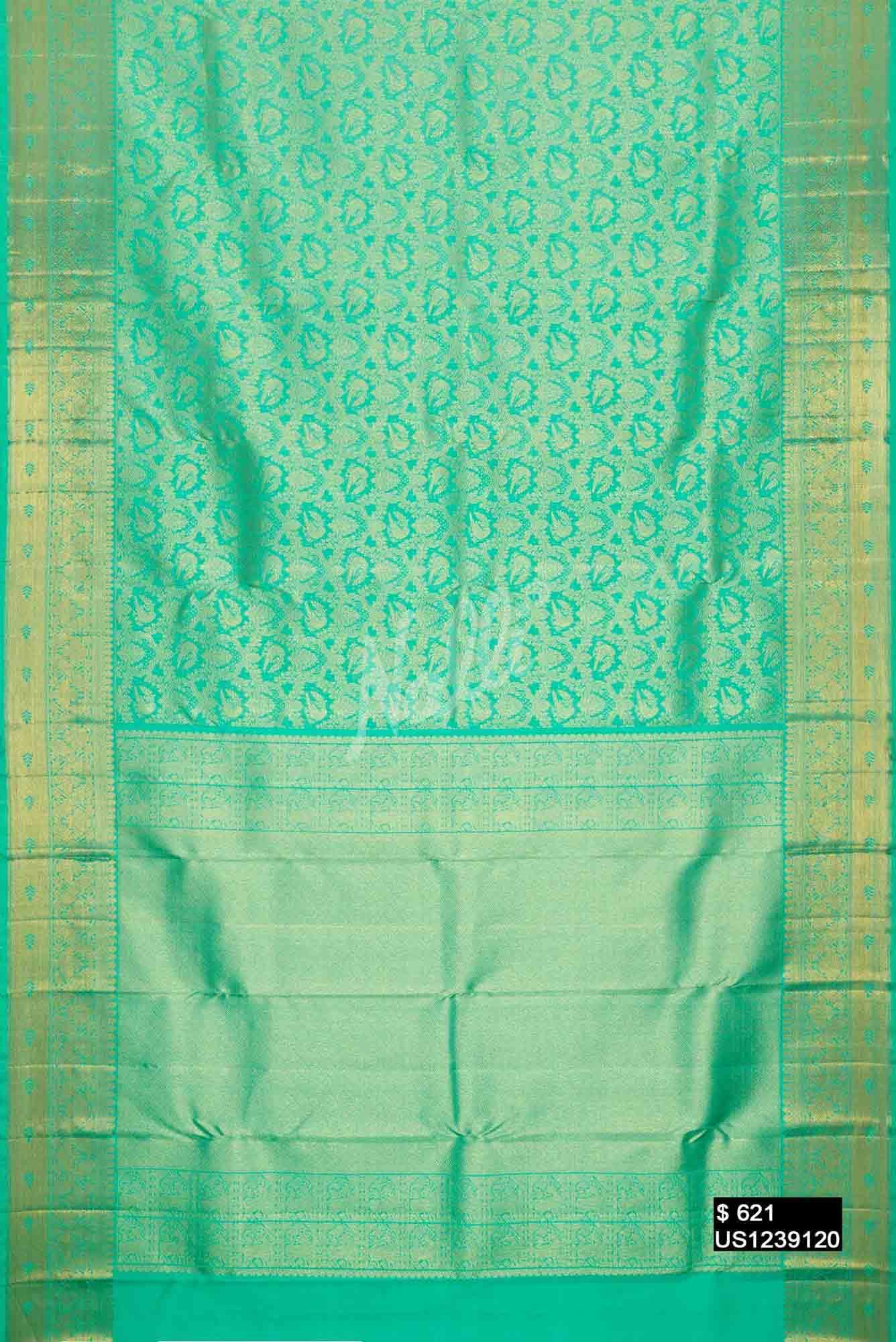 Sea Green Kanchipuram Silk Saree