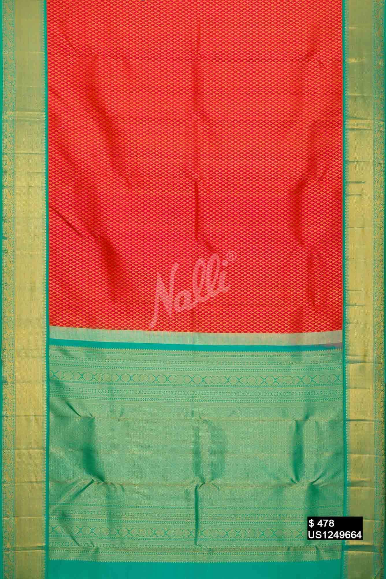 Orange Kanchipuram Silk Saree