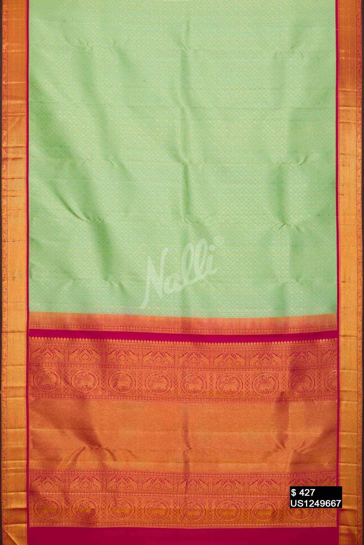 Sea Green Kanchipuram Silk Saree