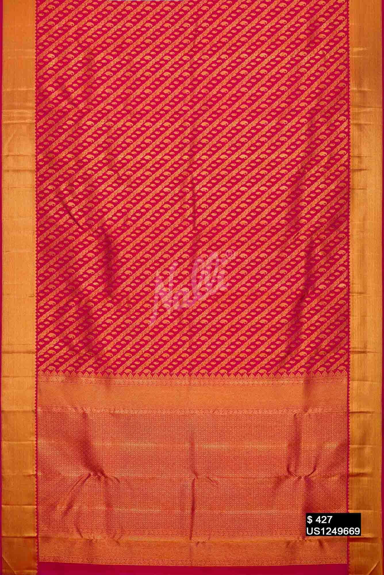 Dark Pink Kanchipuram Silk Saree