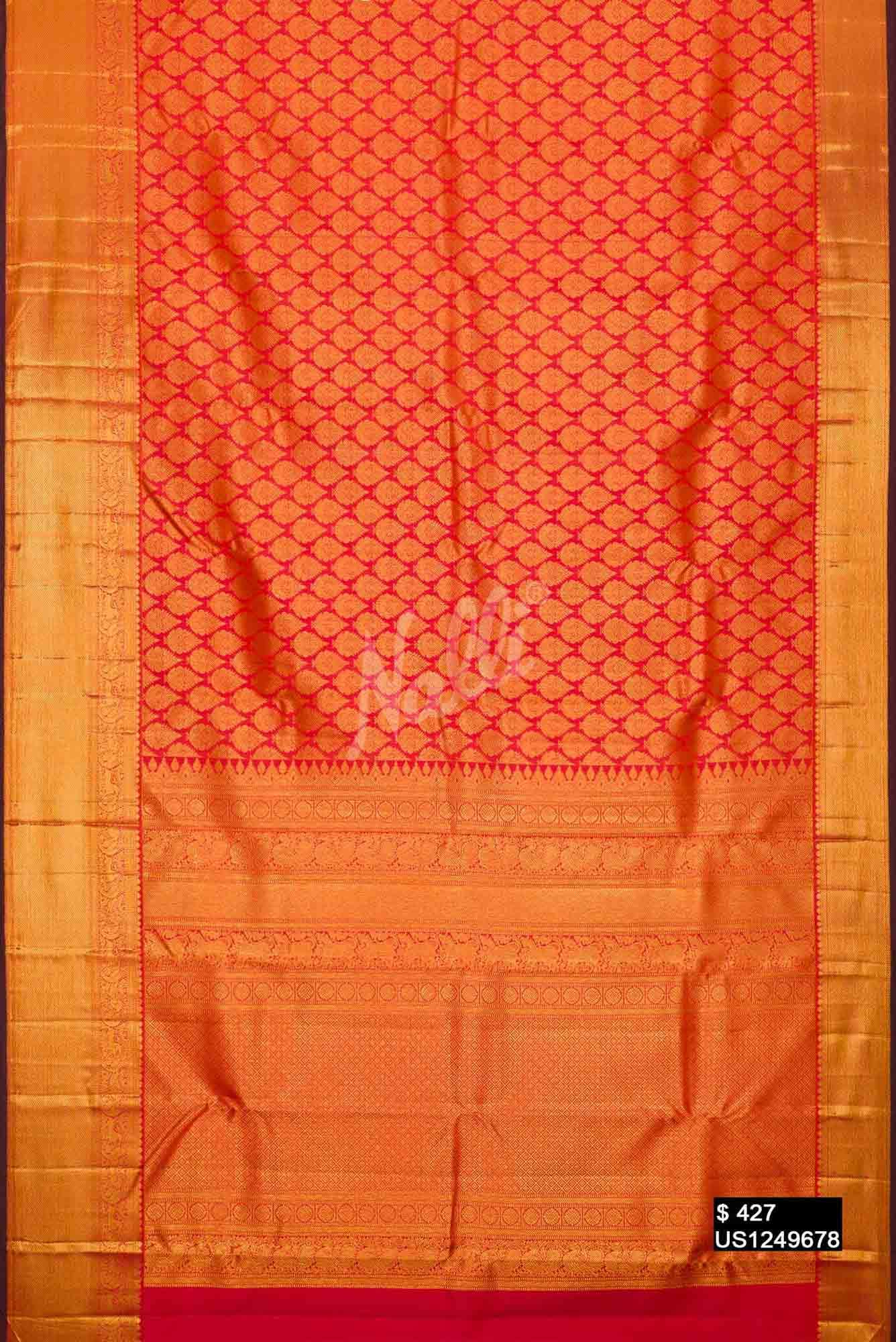 Orange Kanchipuram Silk Saree