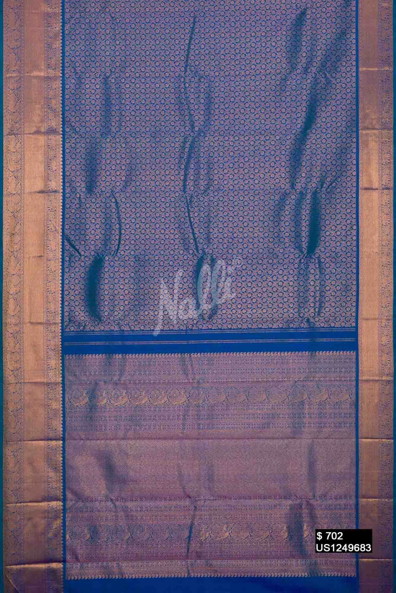 Peacock Blue Kanchipuram Silk Saree