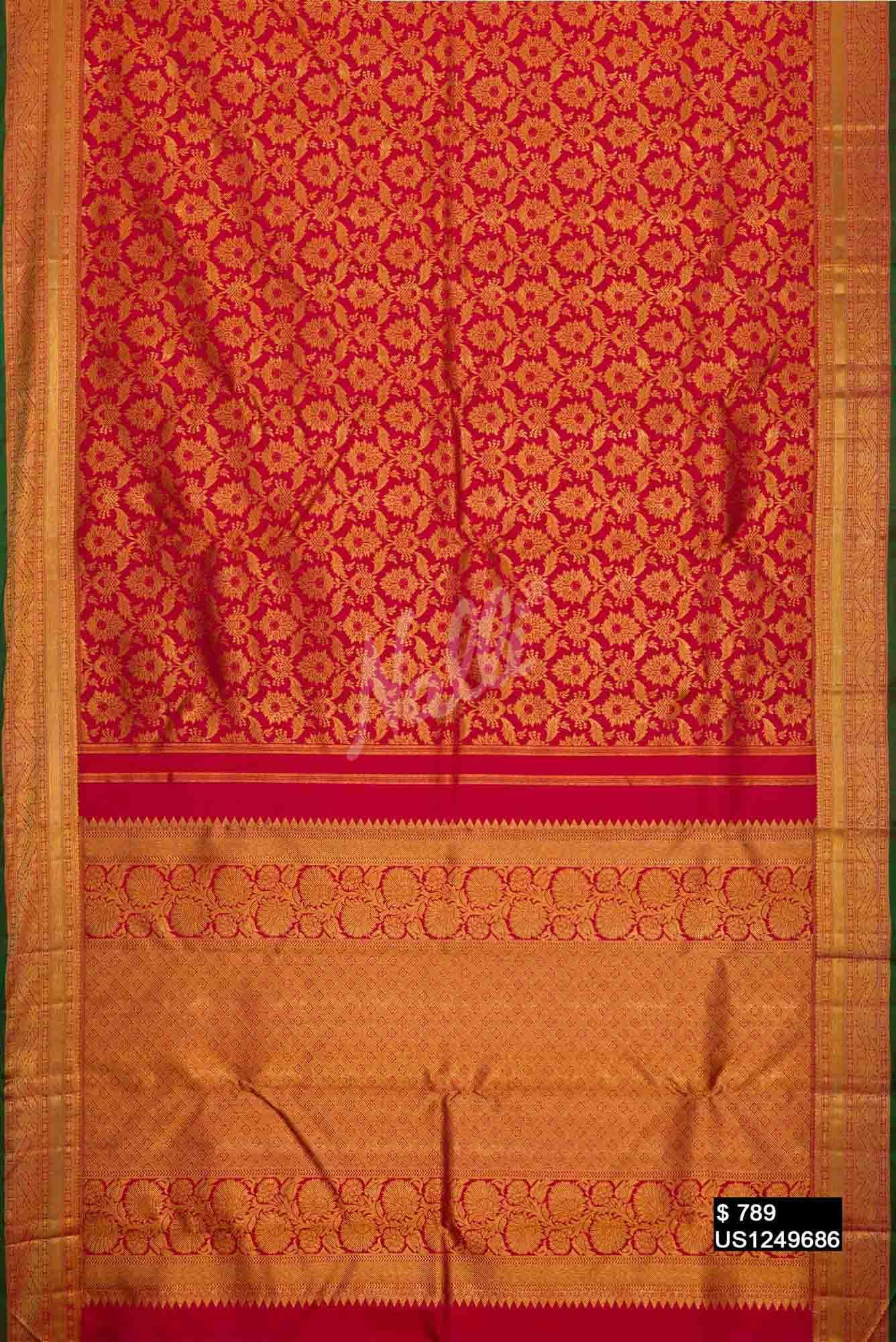 Dark Pink Kanchipuram Silk Saree