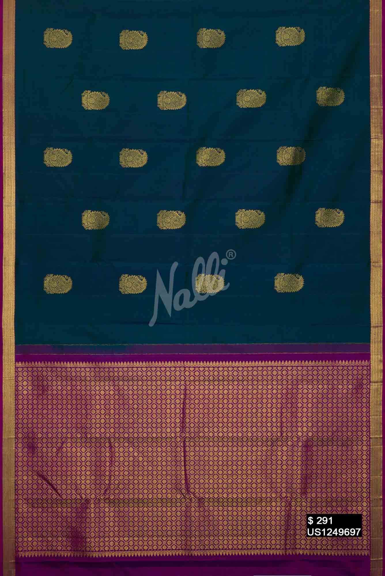 Peacock Blue Kanchipuram Silk Saree