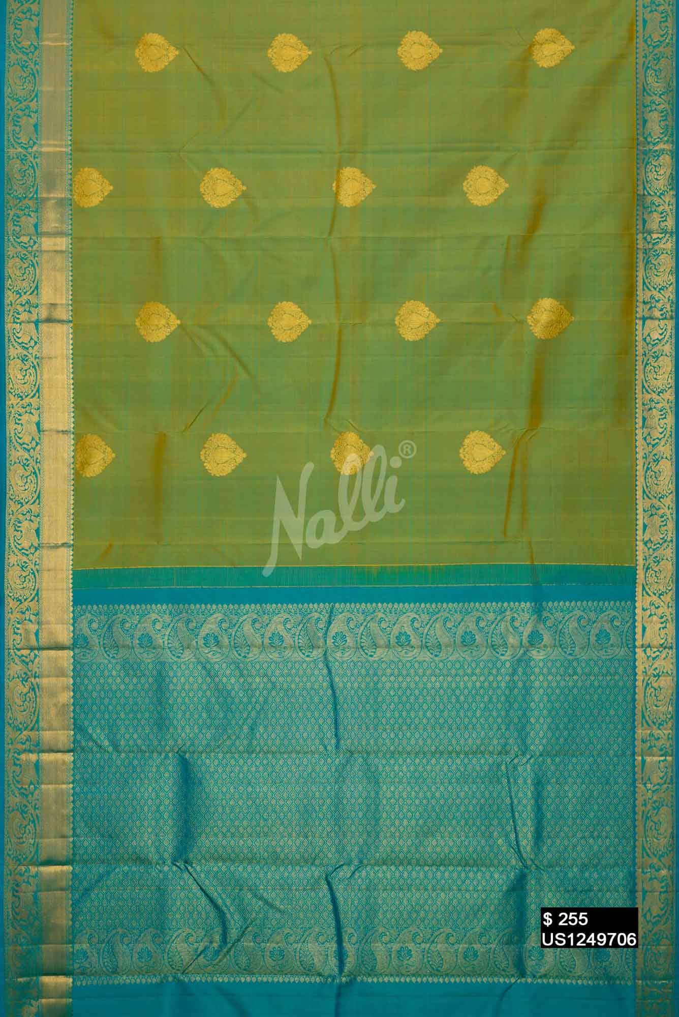 Mehandi Green Kanchipuram Silk Saree