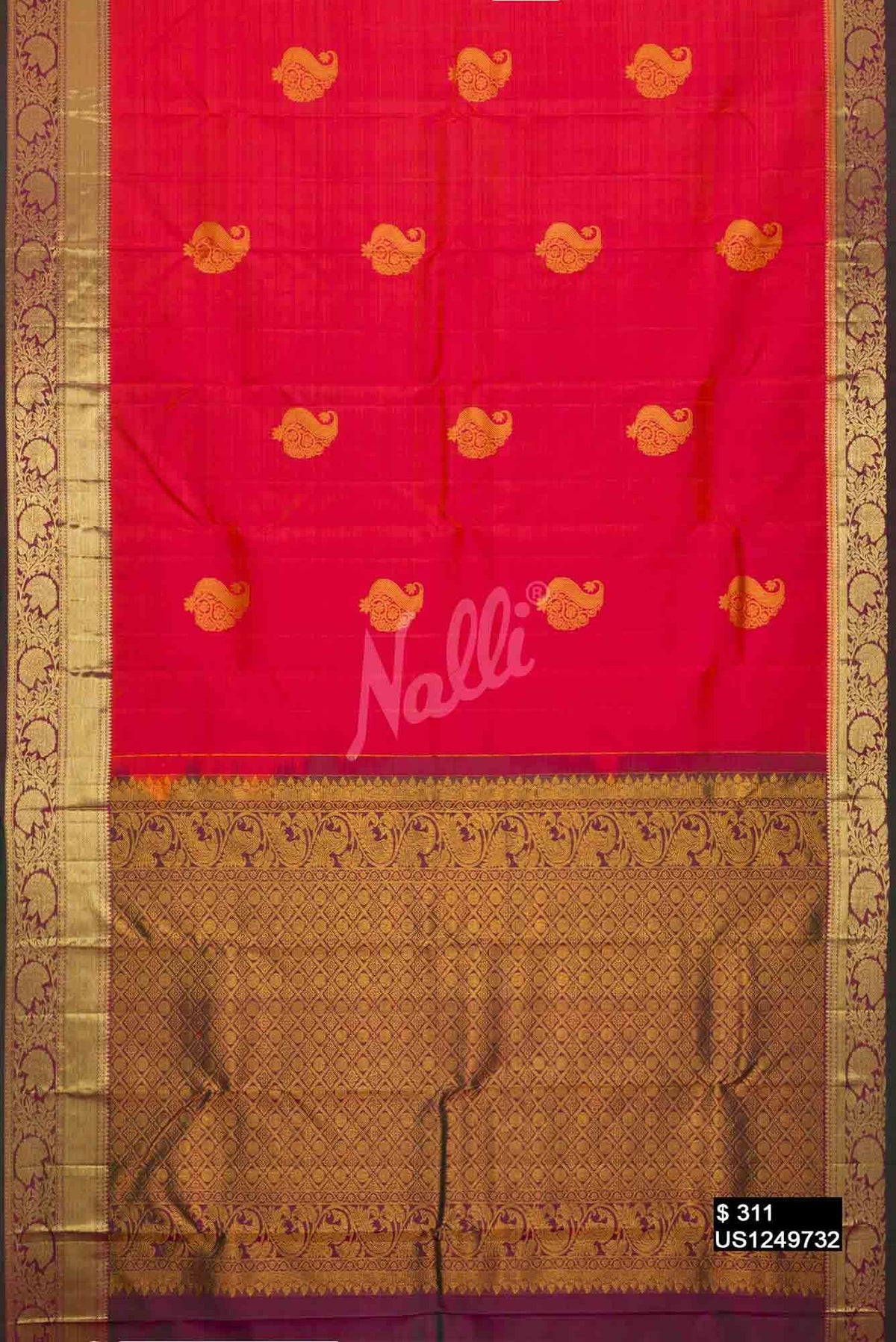 Orange Kanchipuram Silk Saree