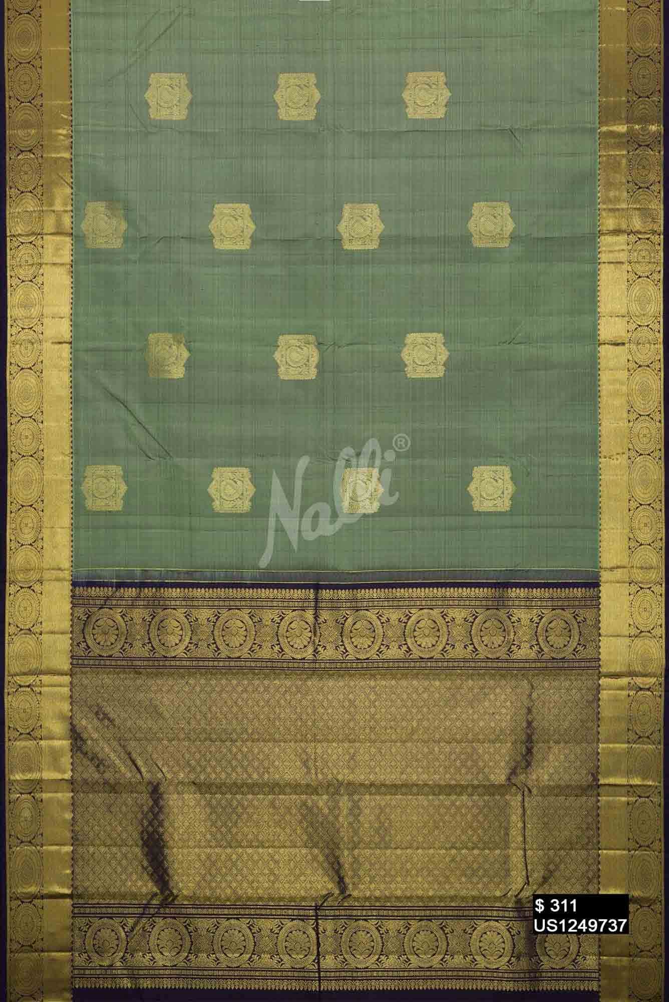 Mint Green Kanchipuram Silk Saree