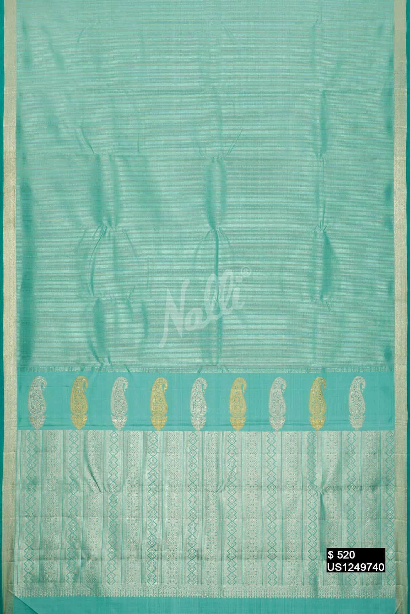 Sea Green Kanchipuram Silk Saree