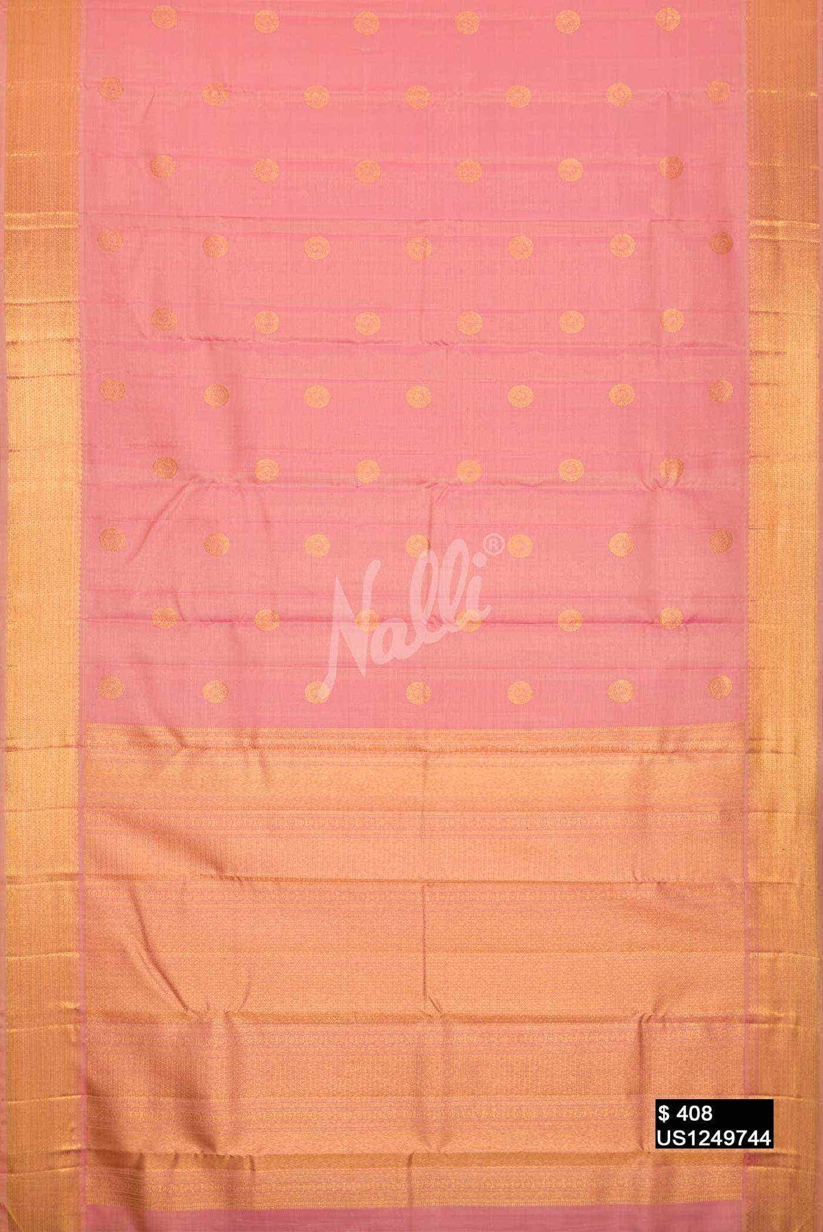 Golden Peach Kanchipuram Silk Saree