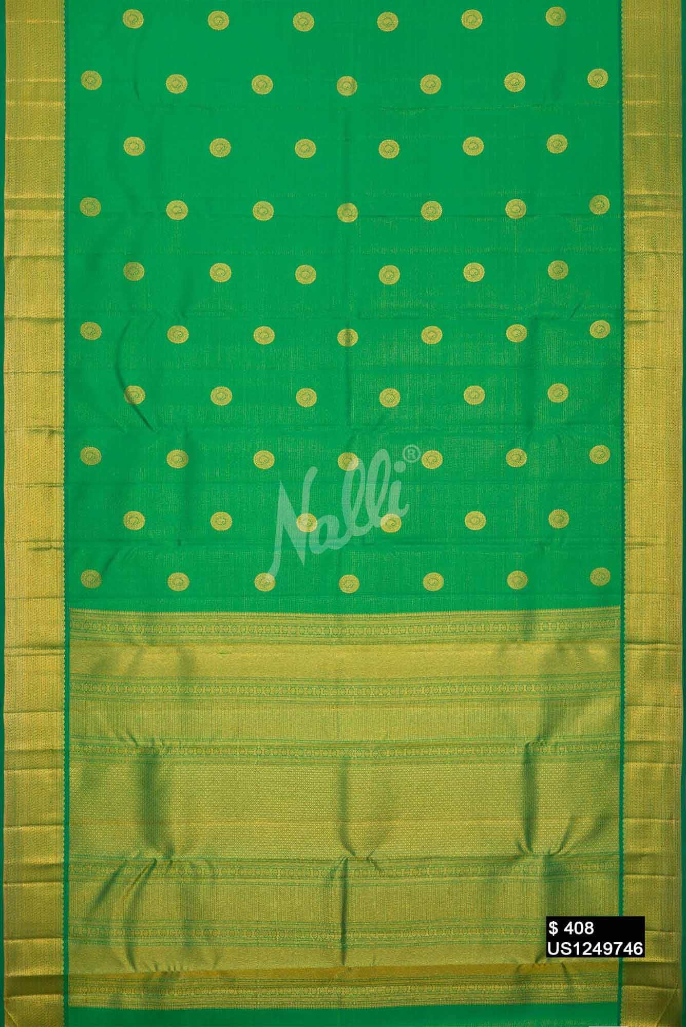 Parrot Green Kanchipuram Silk Saree