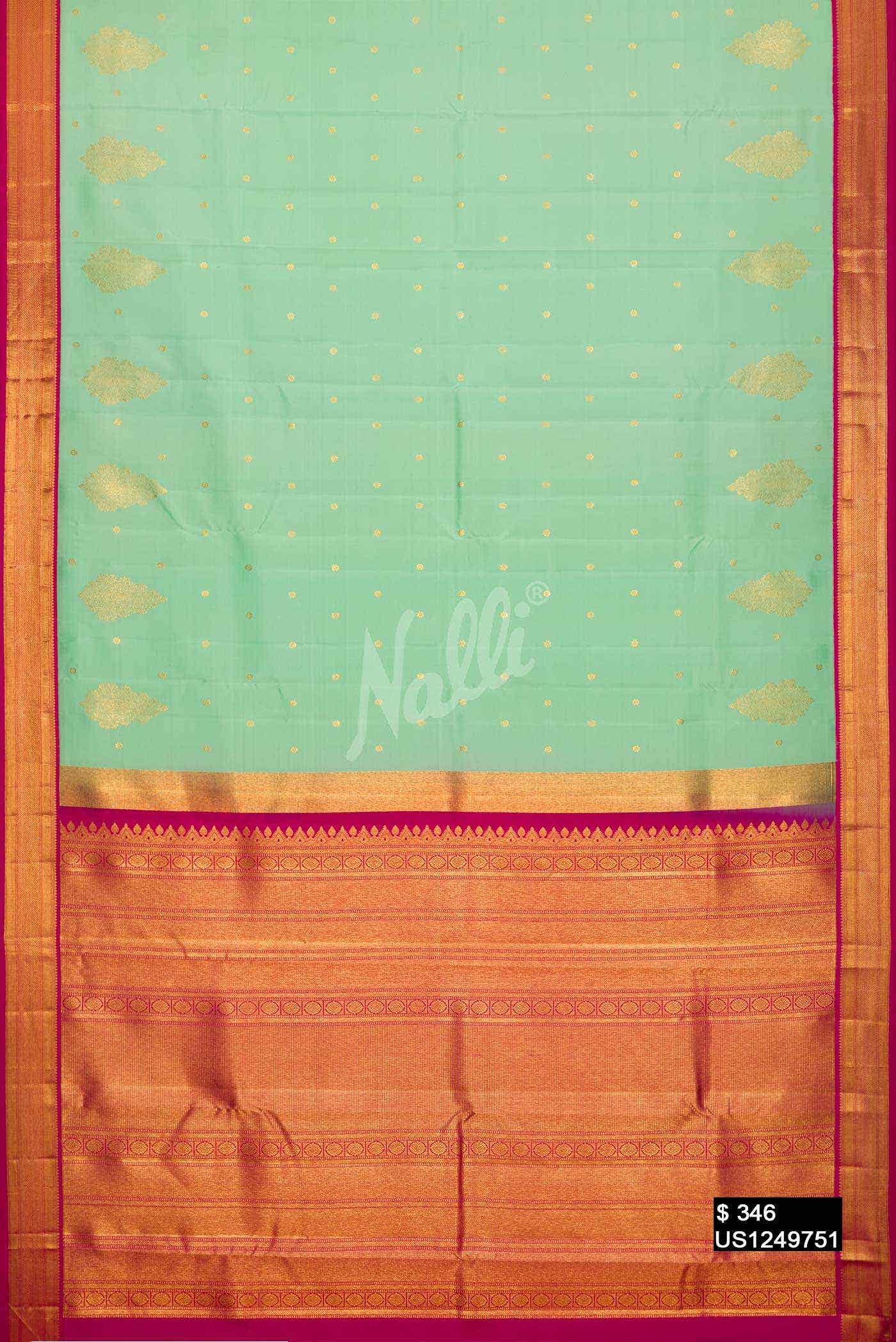 Sea Green Kanchipuram Silk Saree