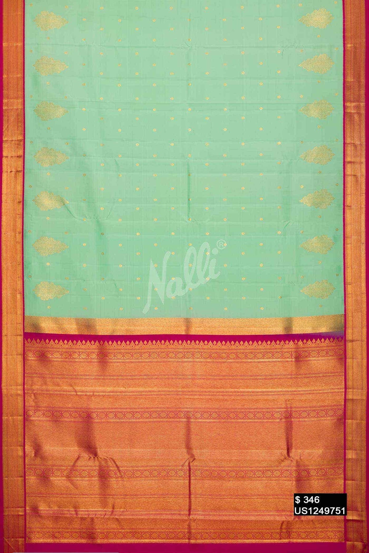 Sea Green Kanchipuram Silk Saree