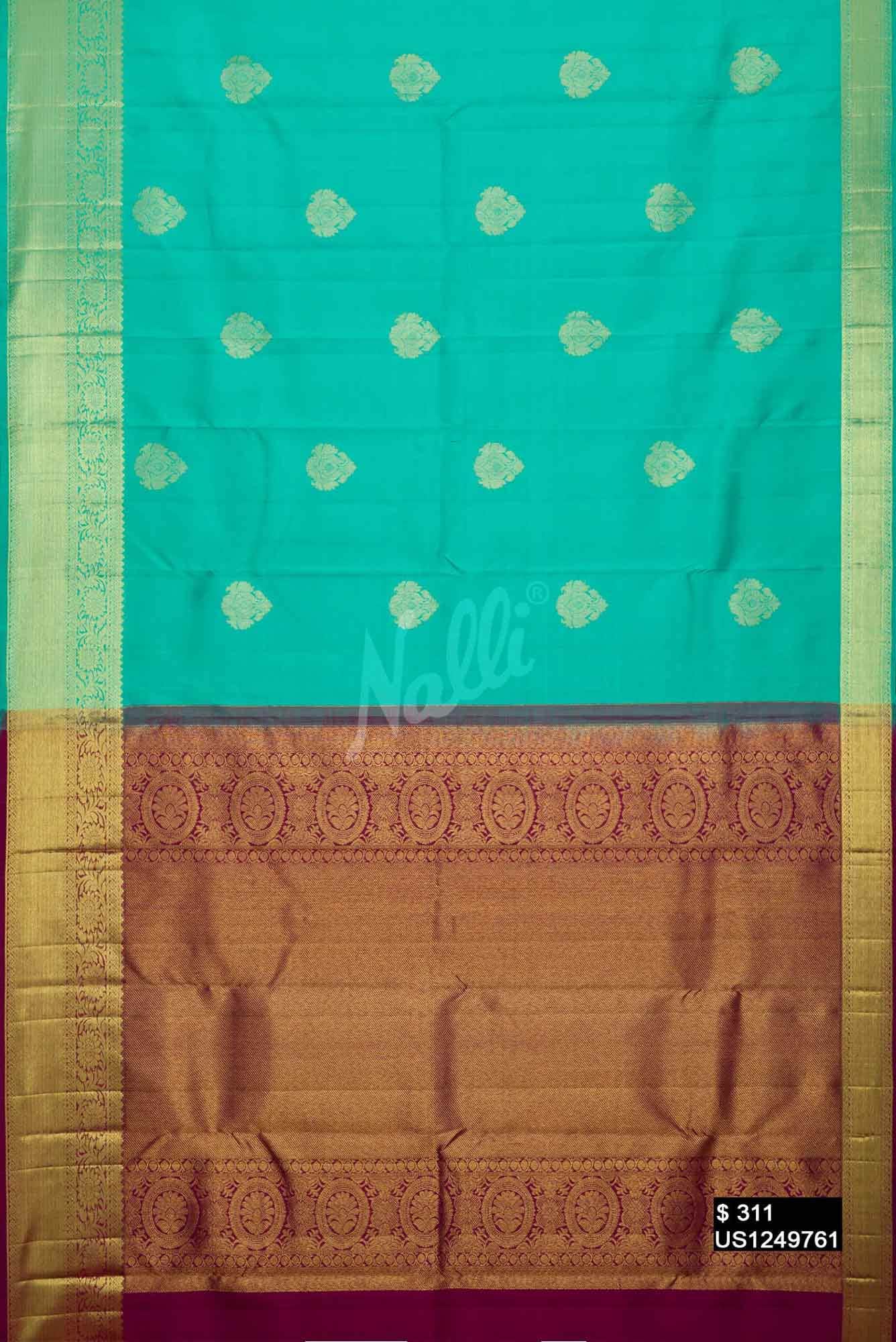 Sea Green Kanchipuram Silk Saree