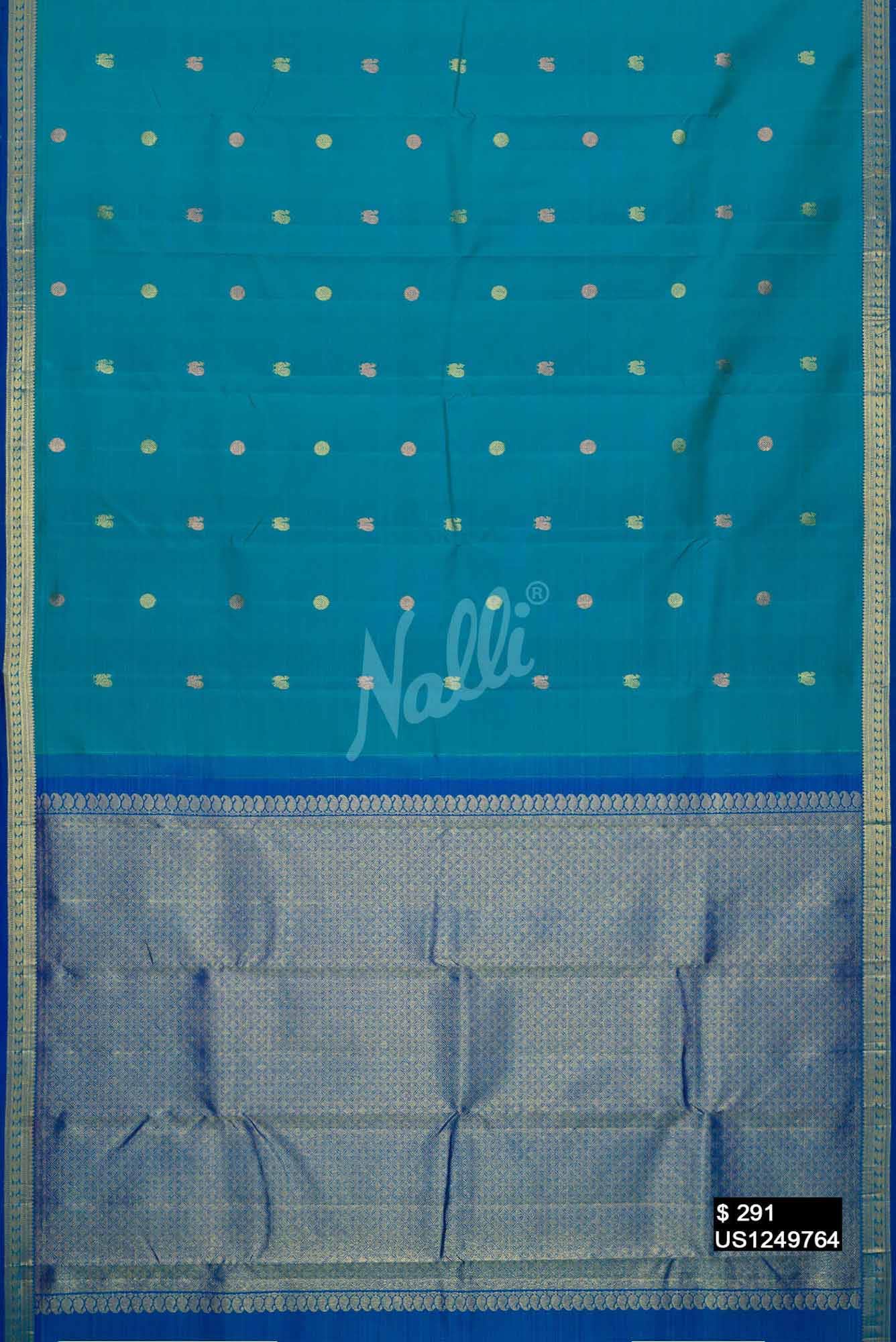 Peacock Blue Kanchipuram Silk Saree