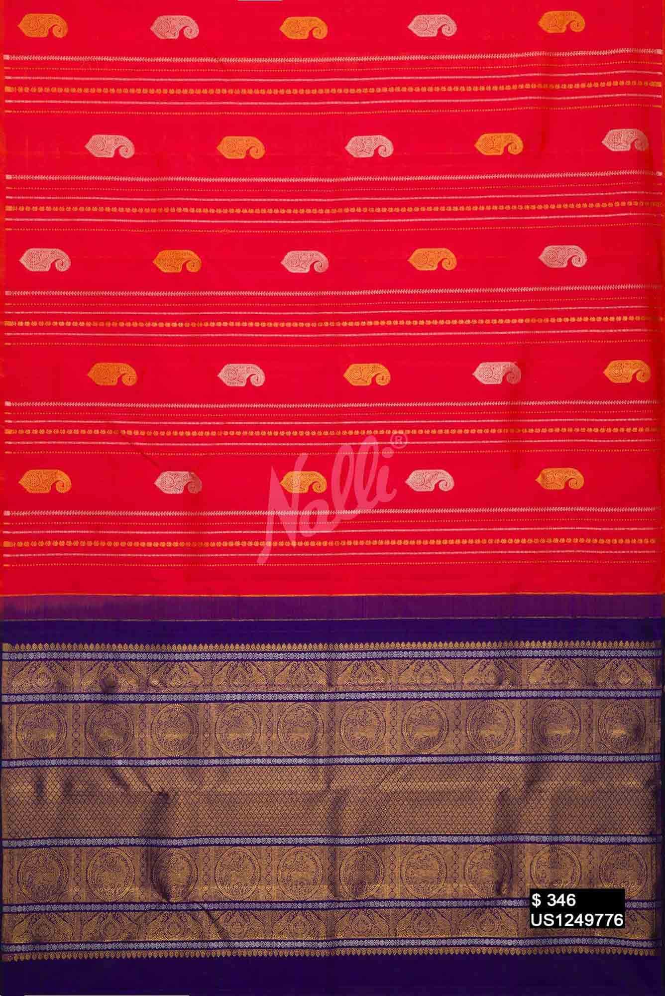 Orange Kanchipuram Silk Saree