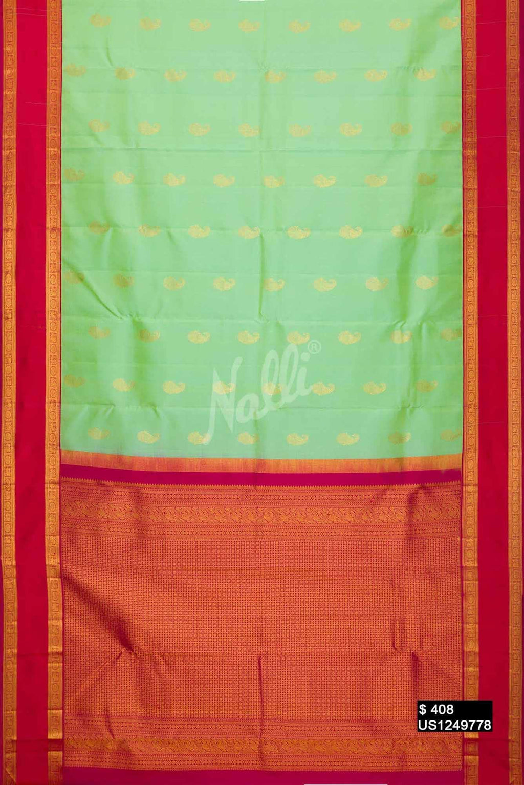 Parrot Green Kanchipuram Silk Saree
