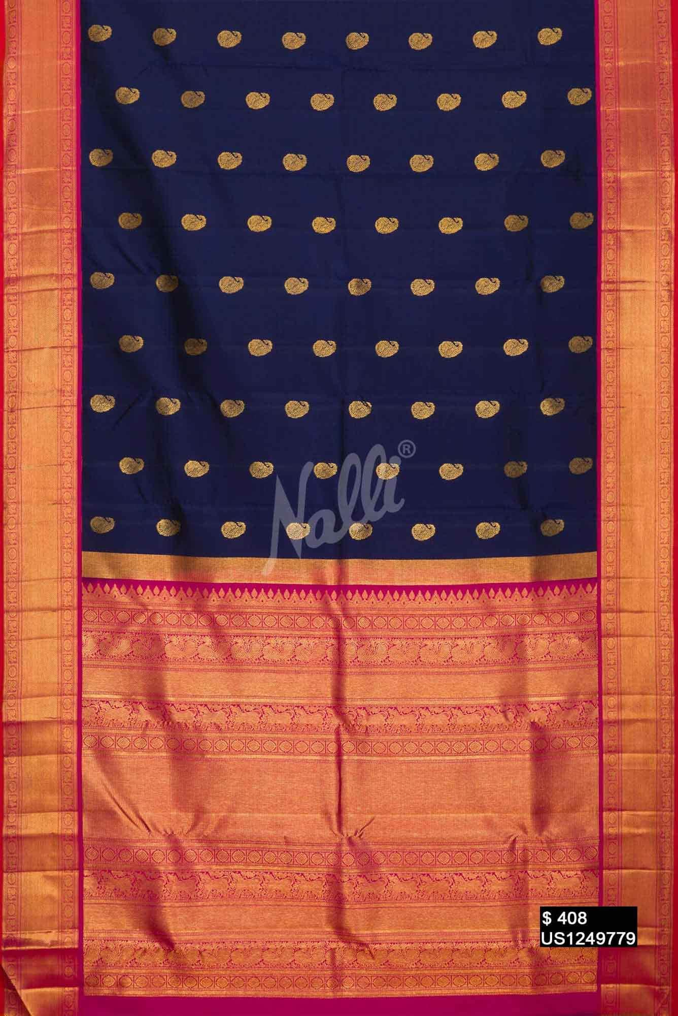 Navy Blue Kanchipuram Silk Saree