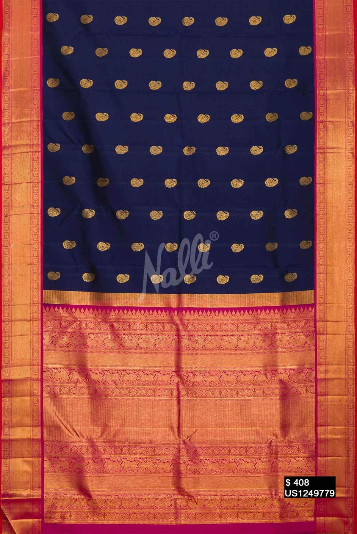 Navy Blue Kanchipuram Silk Saree