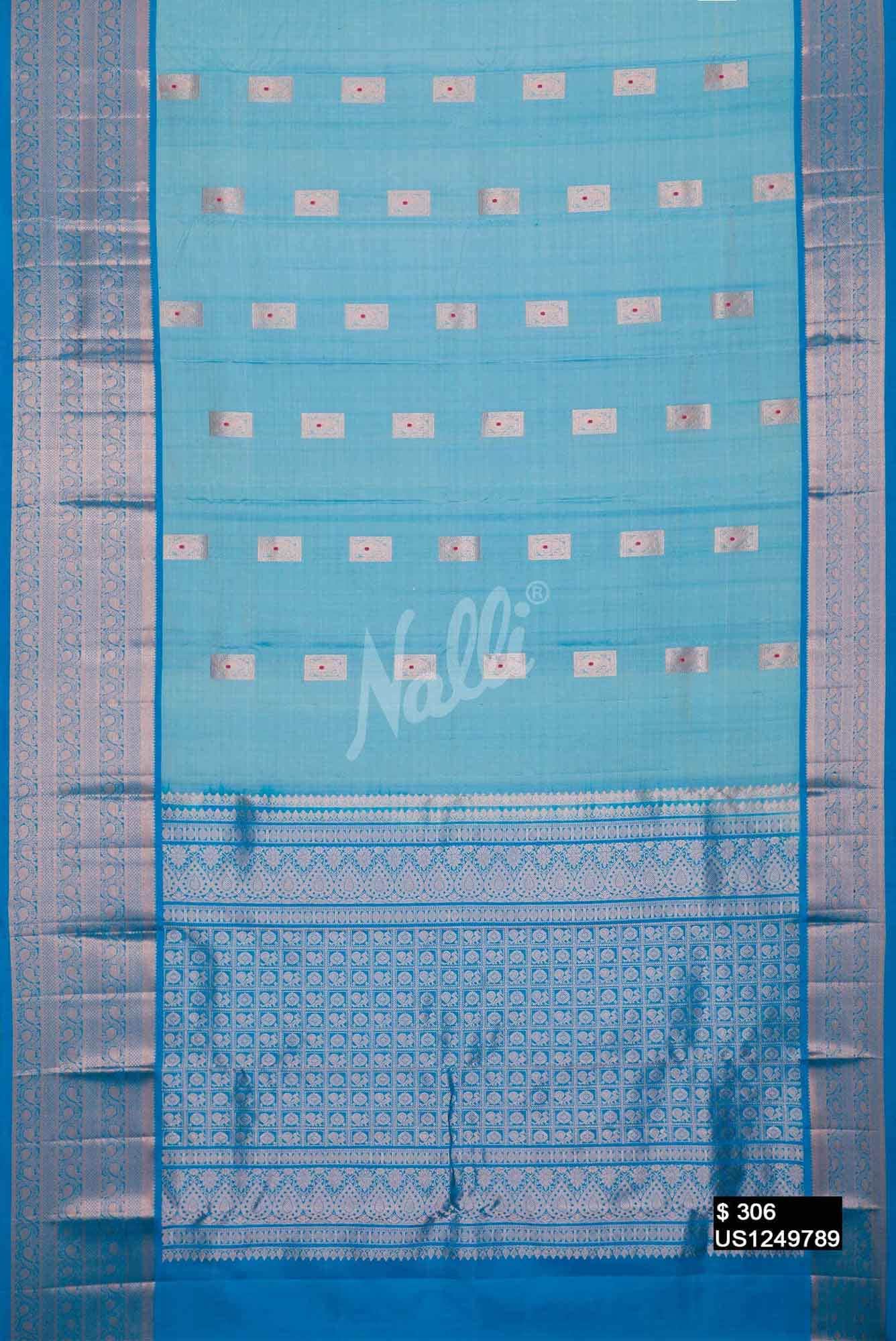 Sky Blue Kanchipuram Silk Saree