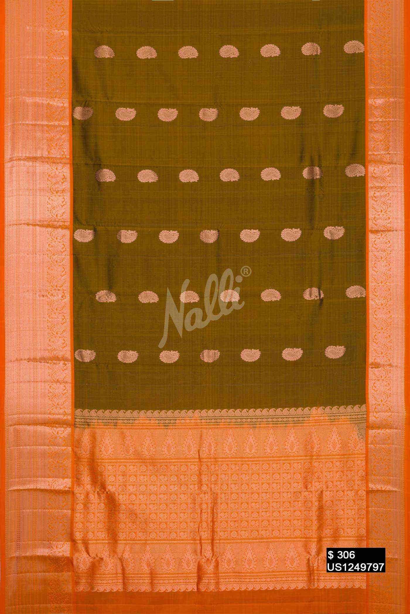 Mehandi Green Kanchipuram Silk Saree