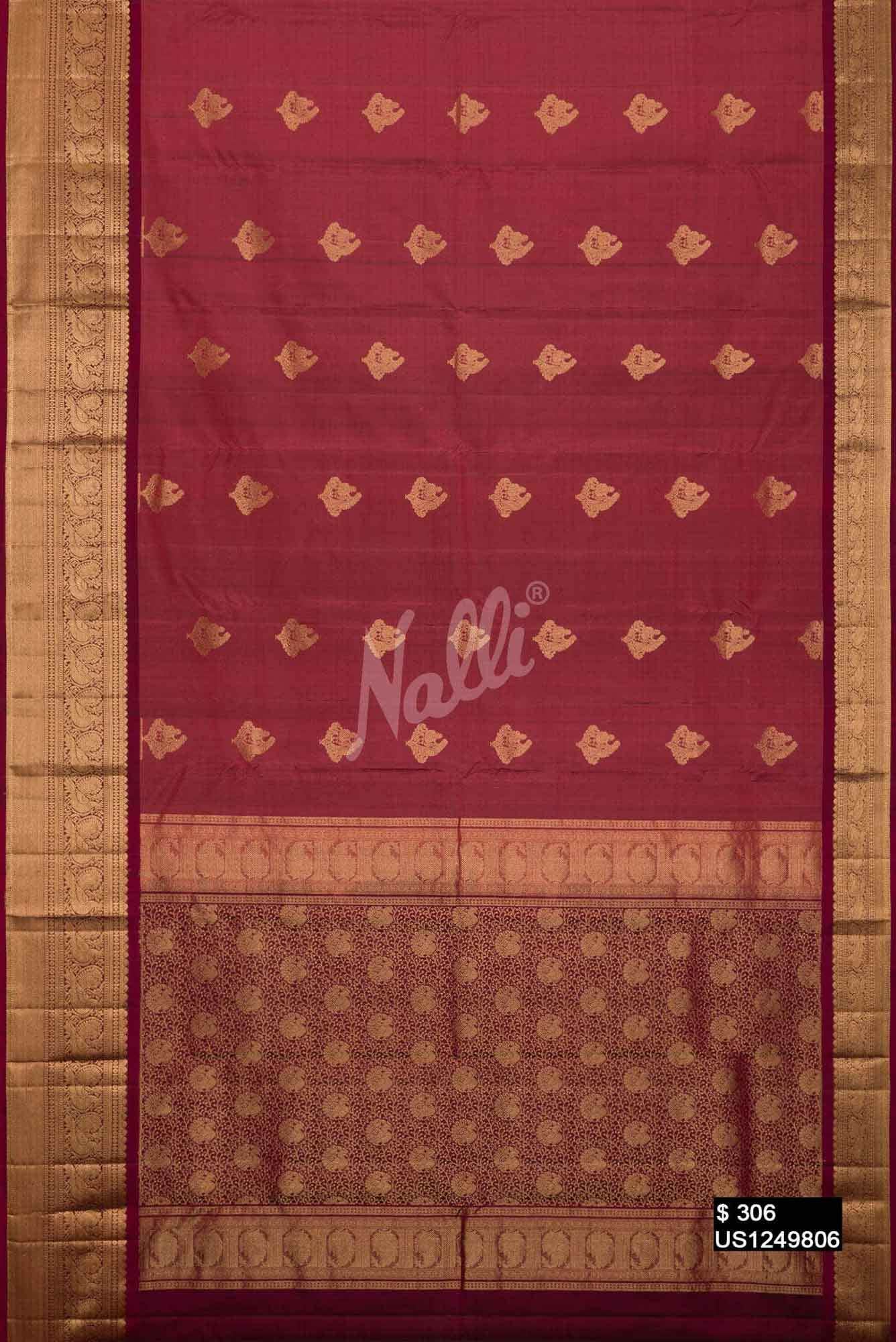 Dark Mauve Kanchipuram Silk Saree