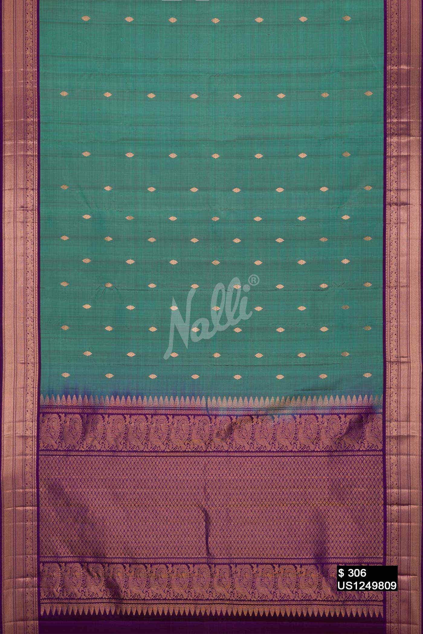 Mint Green Kanchipuram Silk Saree