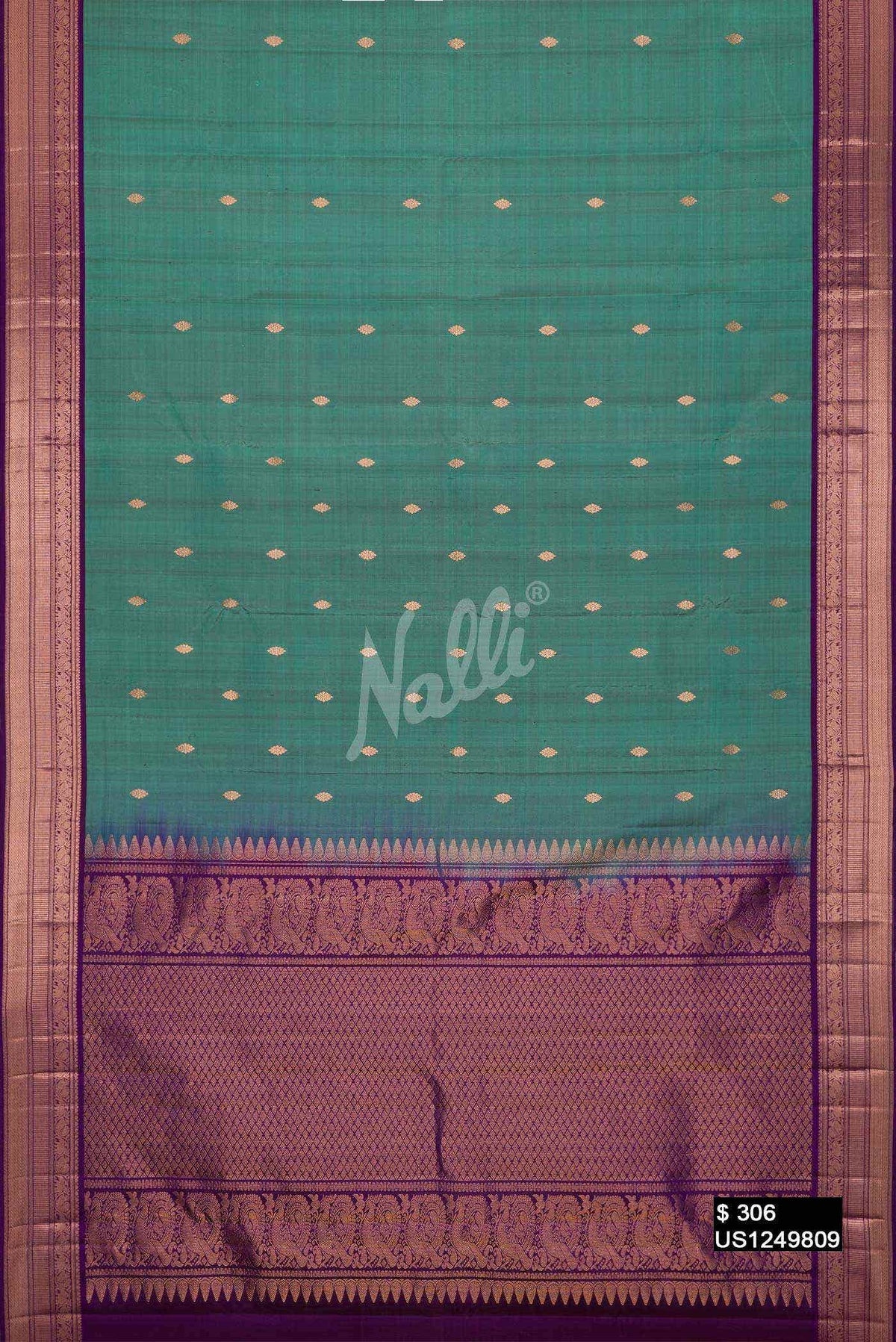 Mint Green Kanchipuram Silk Saree