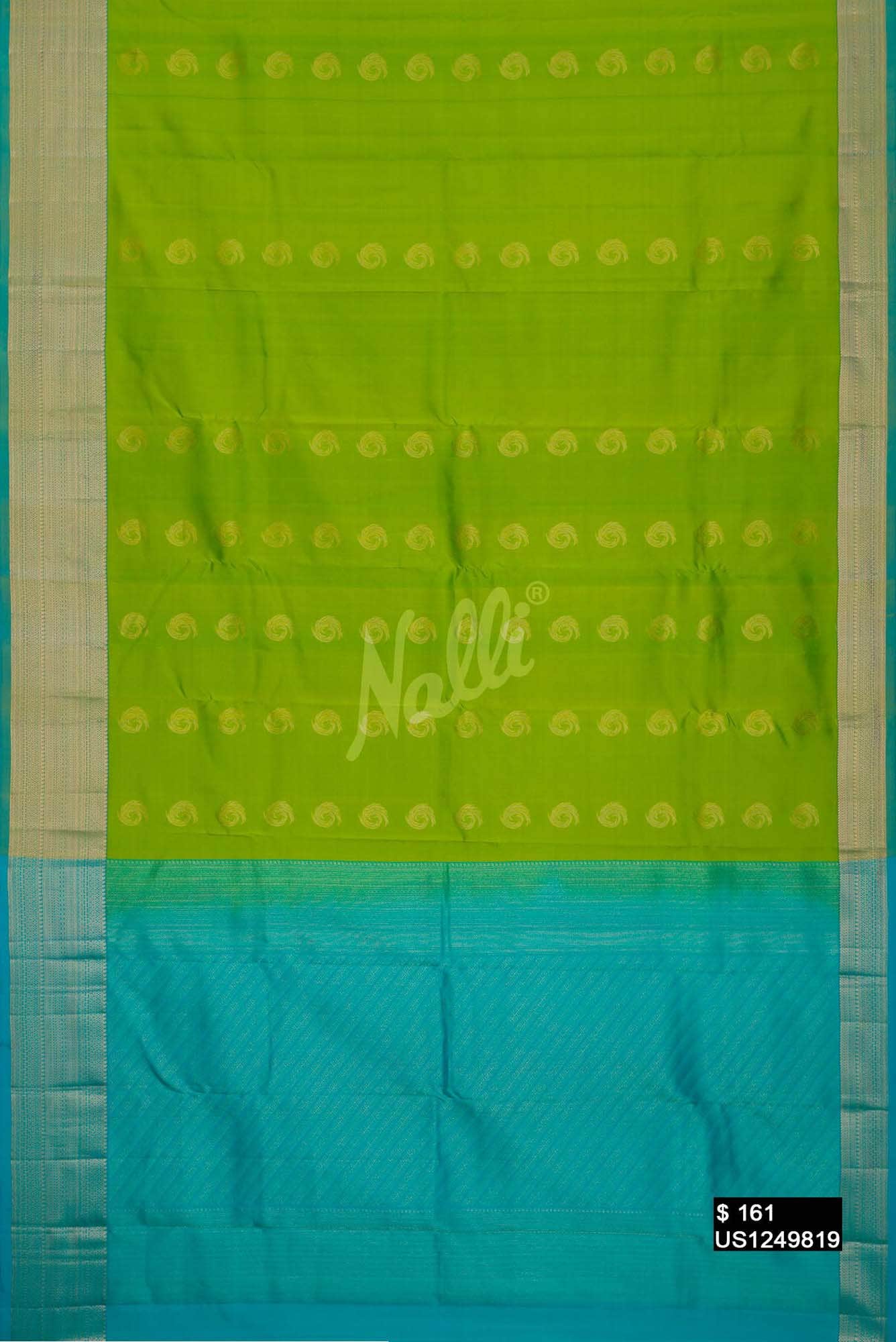 Parrot Green Kanchipuram Silk Saree