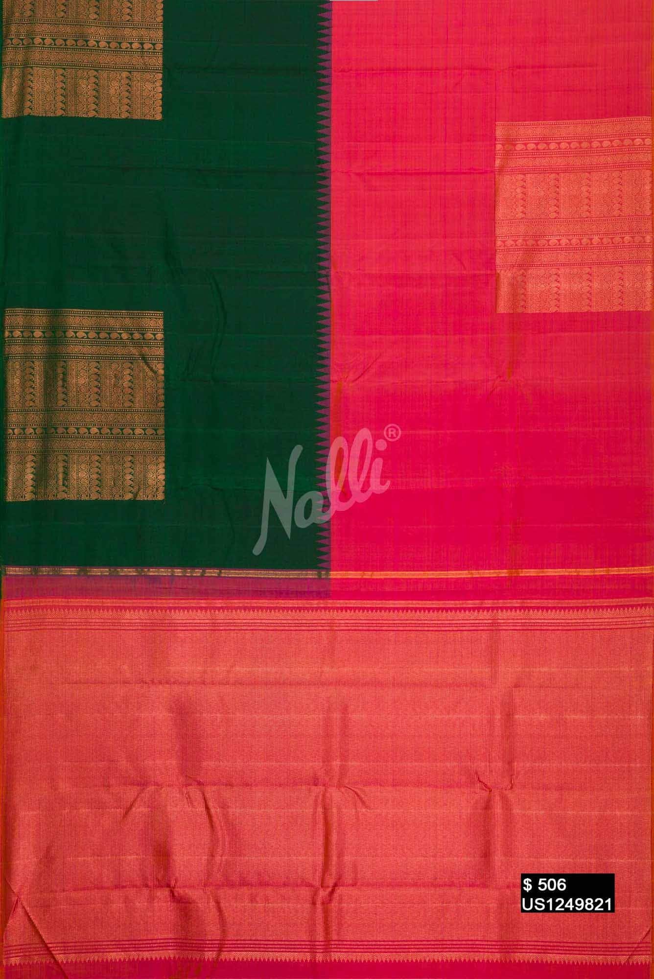 Green and Orange Kanchipuram Silk Saree