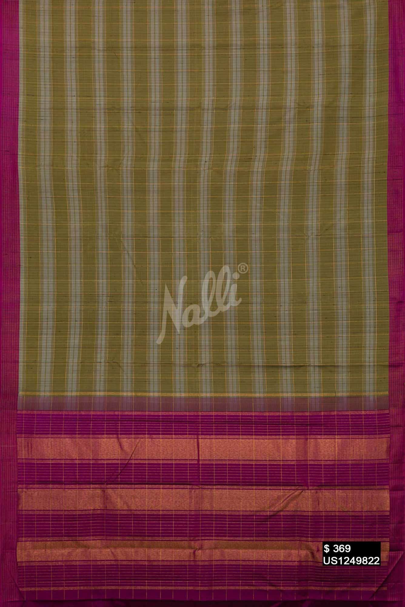 Mehandi Green and Grey Kanchipuram Silk Saree