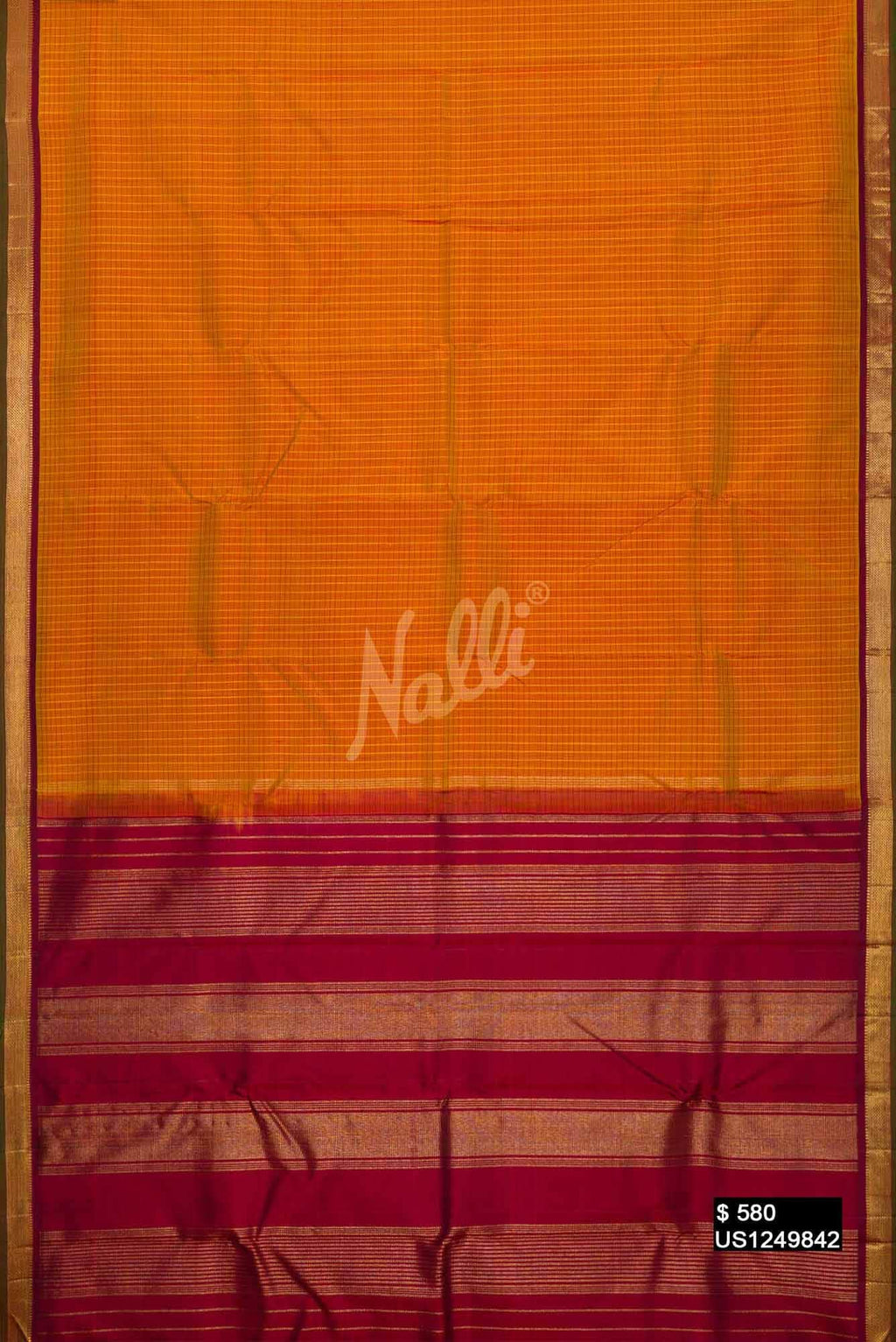 Mustard Kanchipuram Silk Saree