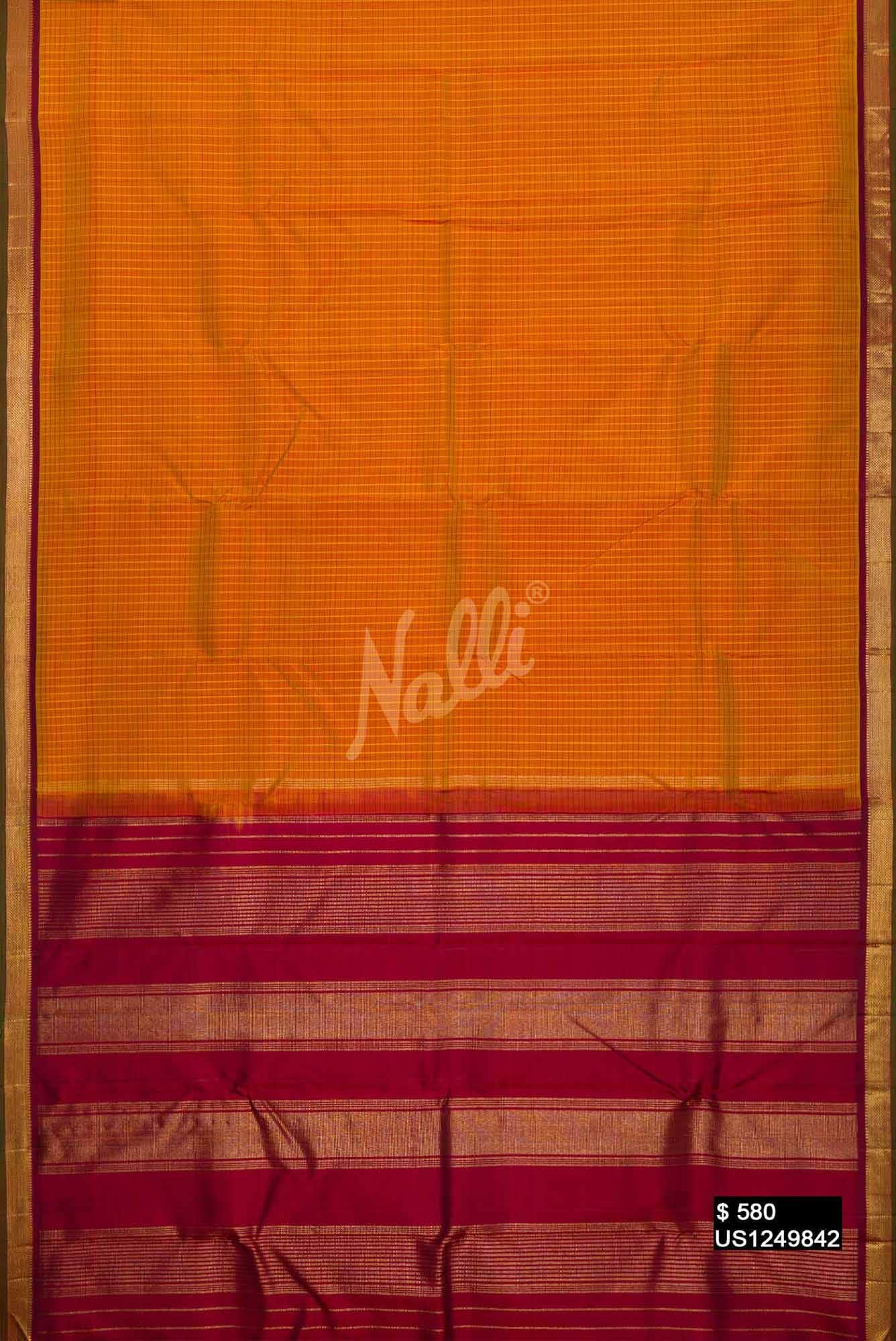 Mustard Kanchipuram Silk Saree