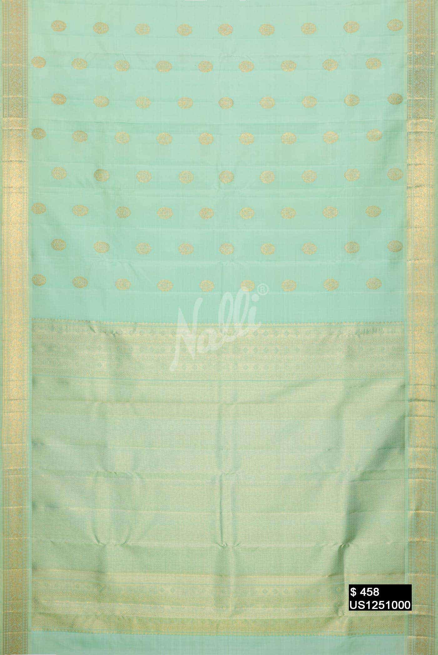 Sea Green Kanchipuram Silk Saree