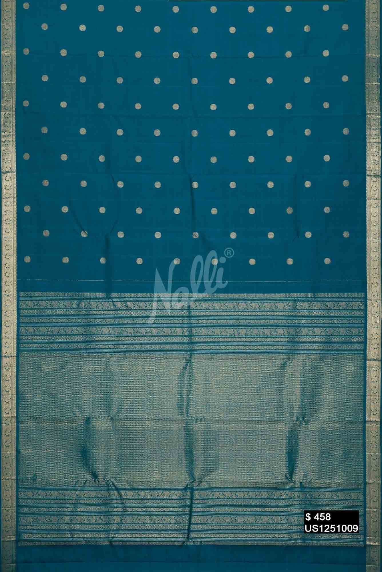 Peacock Blue Kanchipuram Silk Saree